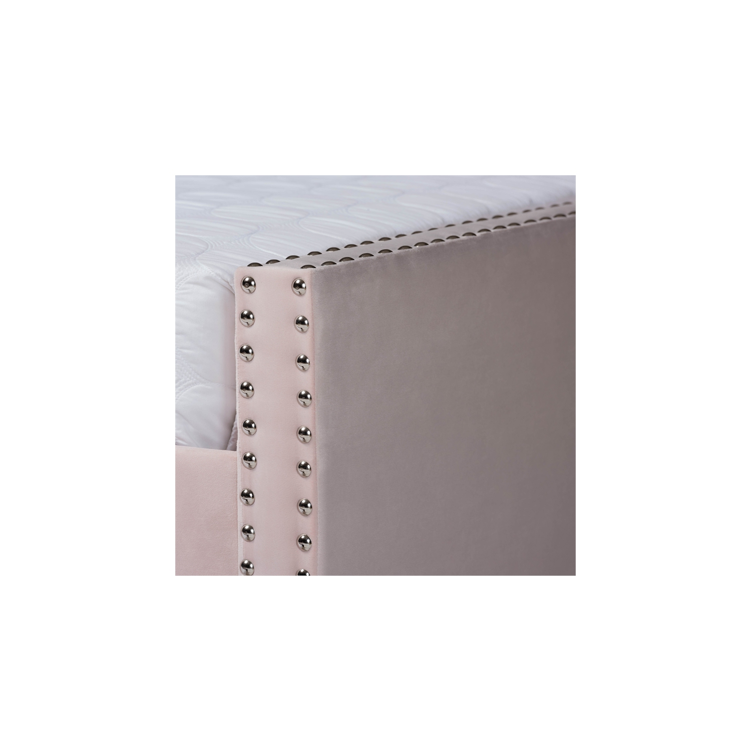 Baxton Studio Raphael Pink Velvet Upholstered Full Size Daybed with Trundle