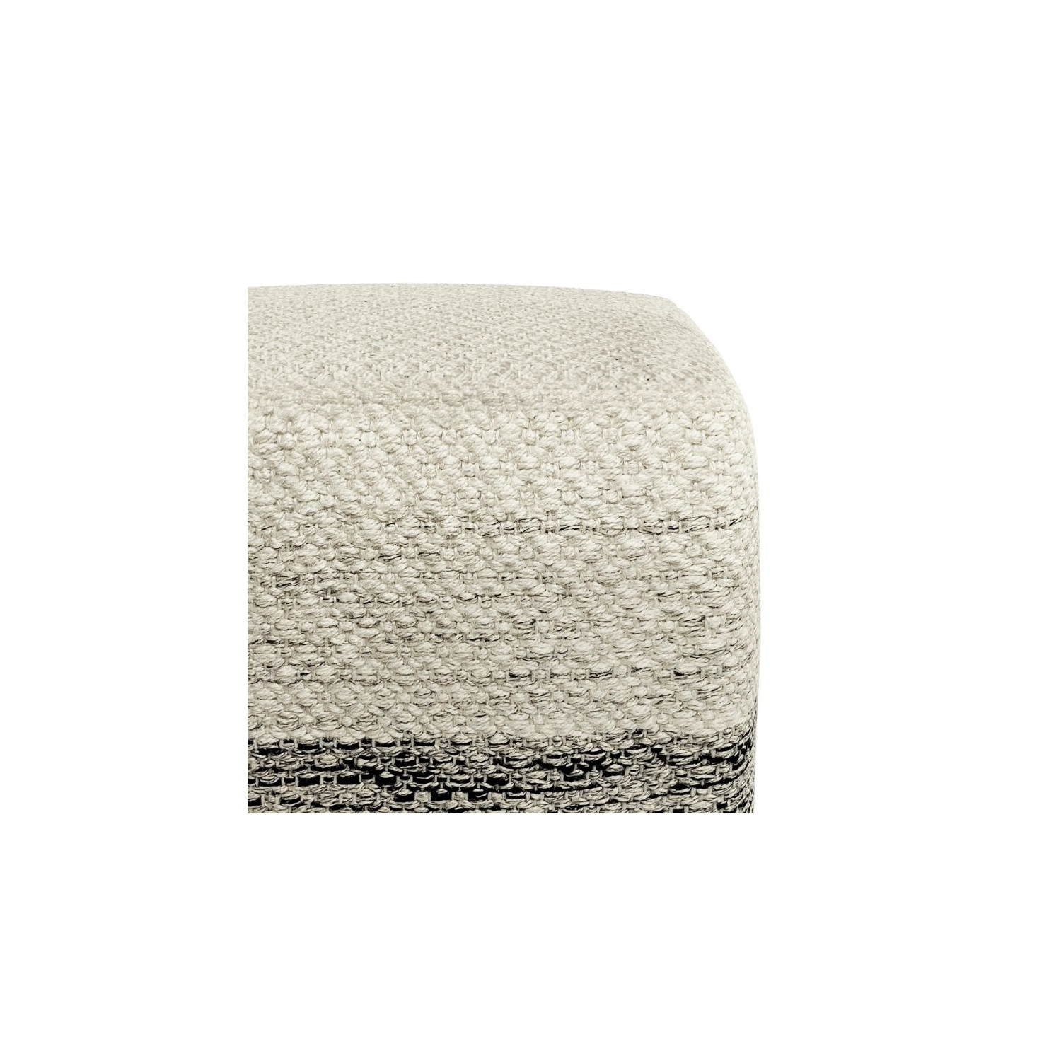 Pouf carré tissé gris et blanc en polyester PETpolyester recyclé Macie Boho de Simpli Home