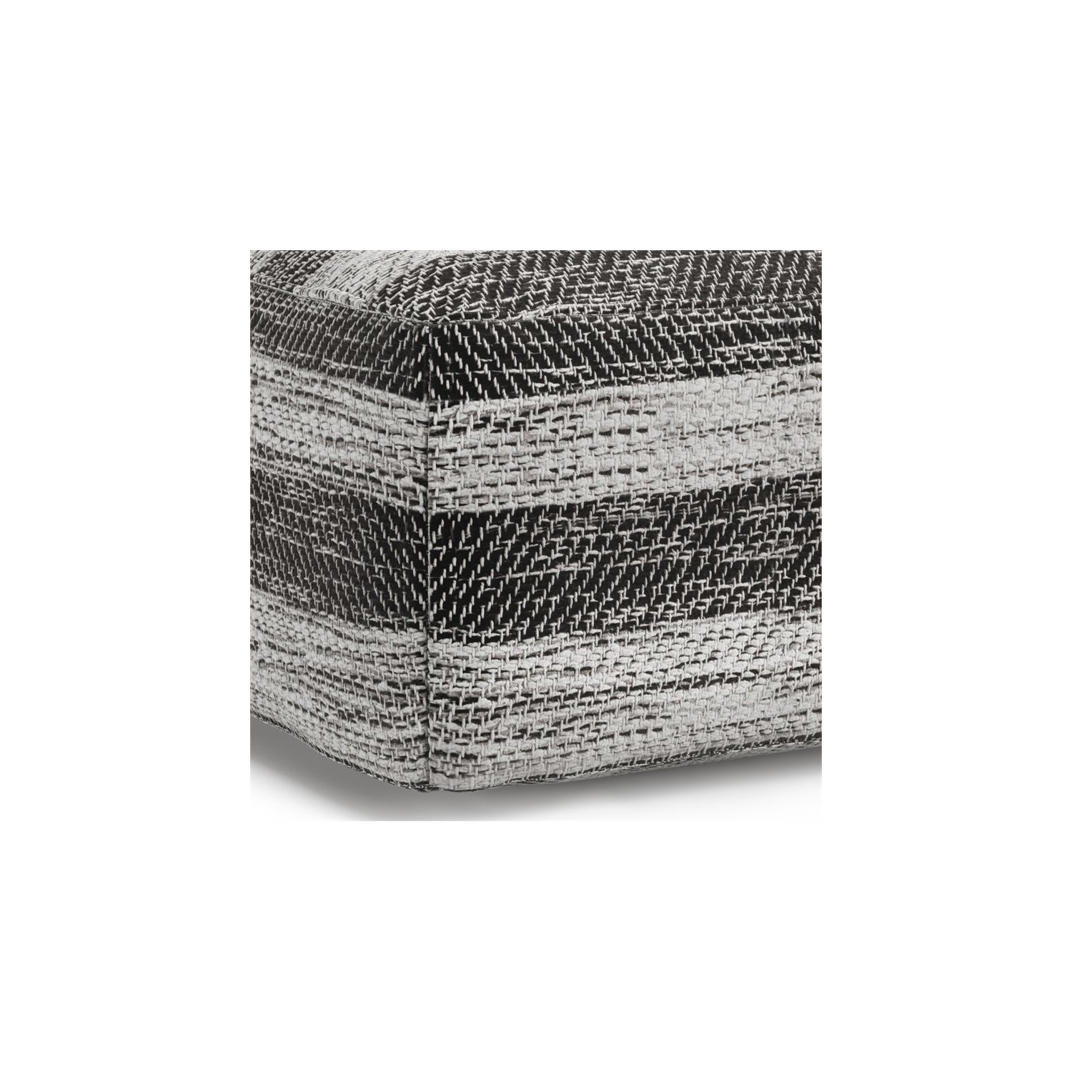 Simpli Home Clay Boho Square Pouf in Gray Melange Cotton