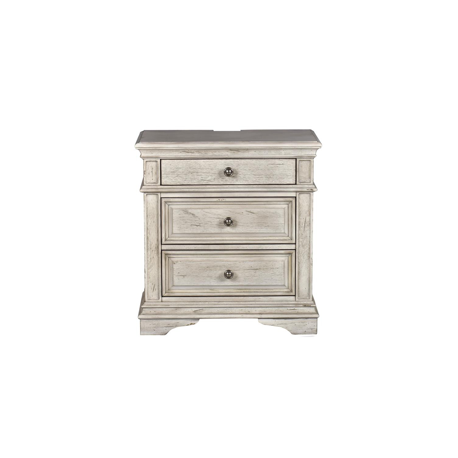 Highland Park Rustic Ivory Wood 3-drawer Nightstand