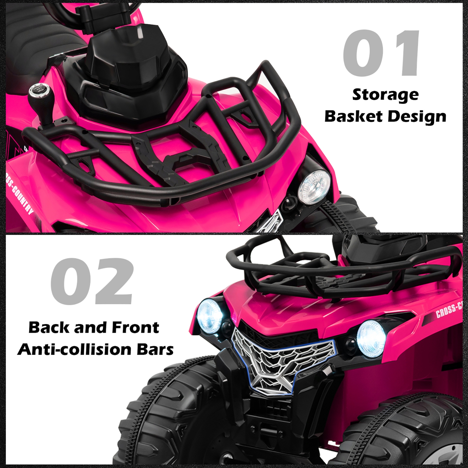 Costway 12V Kids Ride On ATV Electric 4-Wheeler Quad 2 Speeds w/ Mp3 & Headlights