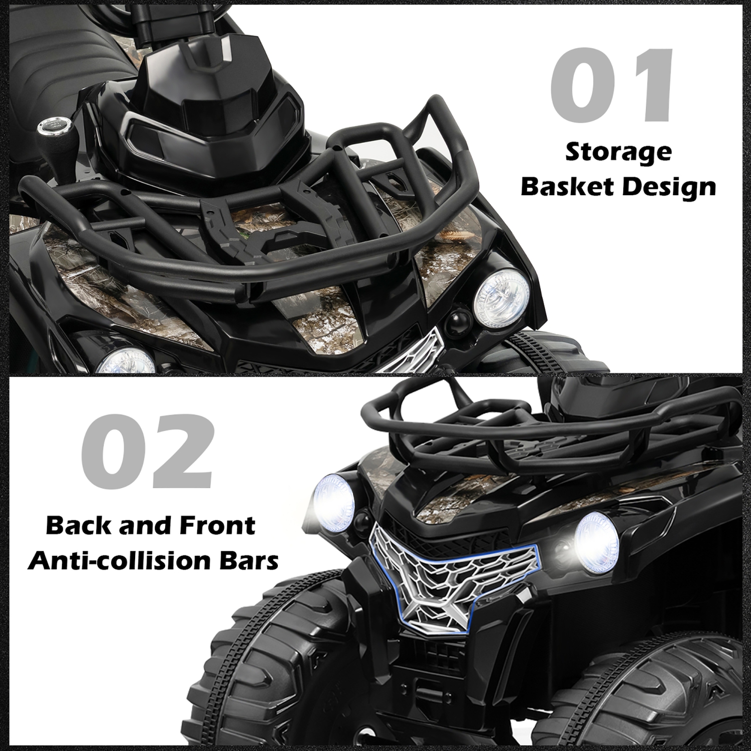 Costway 12V Kids Ride On ATV Electric 4-Wheeler Quad 2 Speeds w/ Mp3 & Headlights