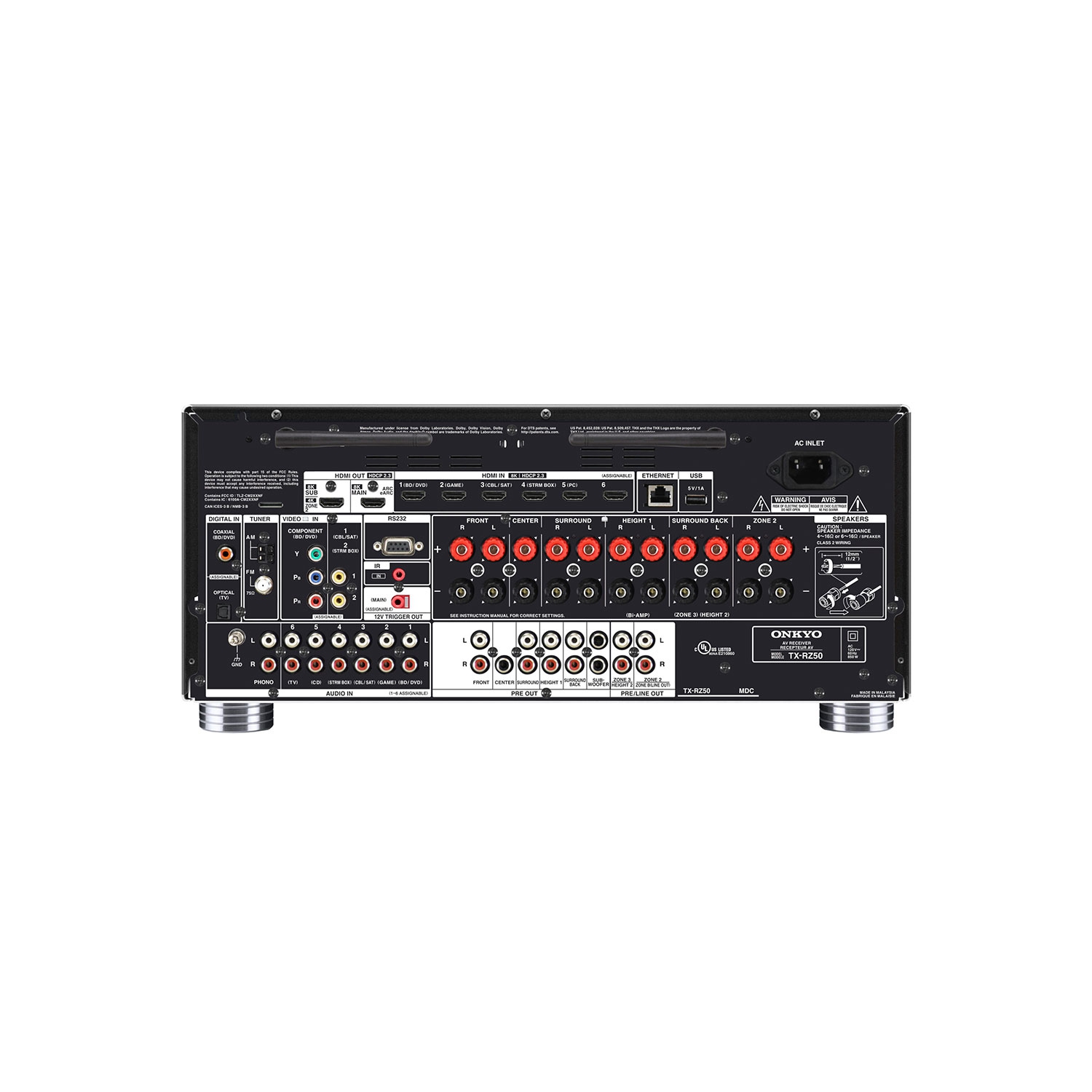 Onkyo TX-RZ50 9.2-channel home theater receiver with Dolby Atmos, Wi-Fi,BT, Apple AirPlay 2 & Amazon Alexa compatibility+ Bonus Anti-Bacterial Touch