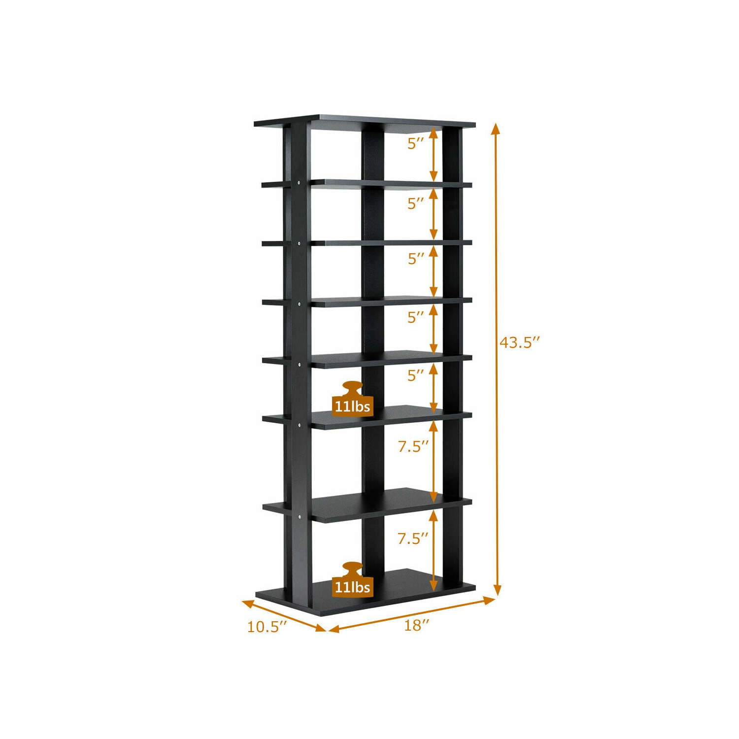 Gymax Patented 7-Tier Dual Shoe Rack Practical Free Standing Shelves Storage Shelves Concise