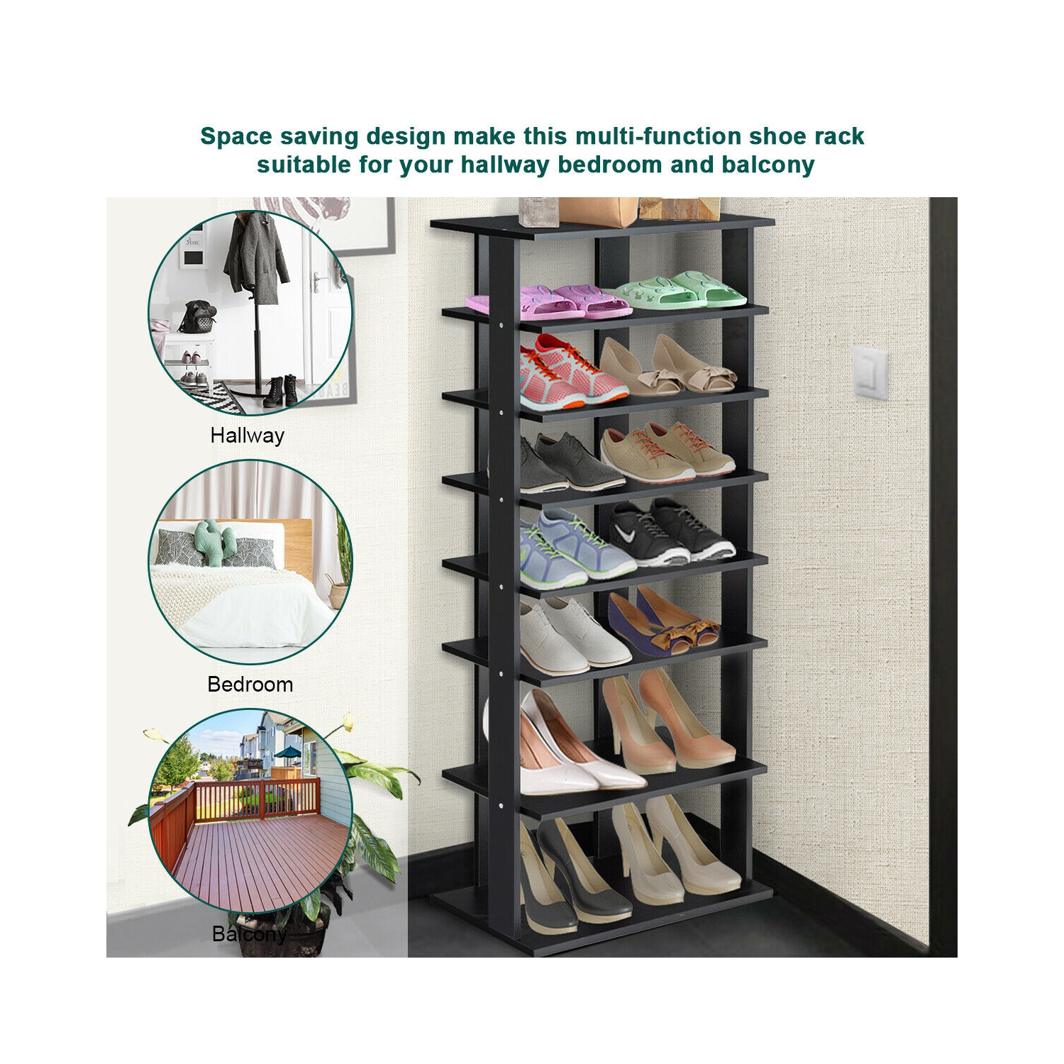 Gymax Patented 7-Tier Dual Shoe Rack Practical Free Standing Shelves Storage Shelves Concise