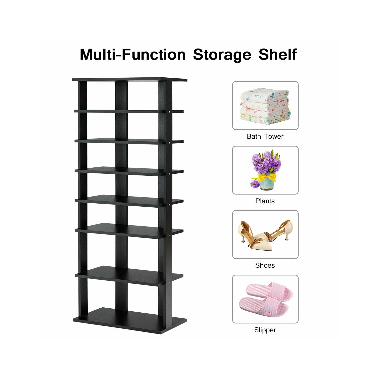 Gymax Patented 7-Tier Dual Shoe Rack Practical Free Standing Shelves Storage Shelves Concise