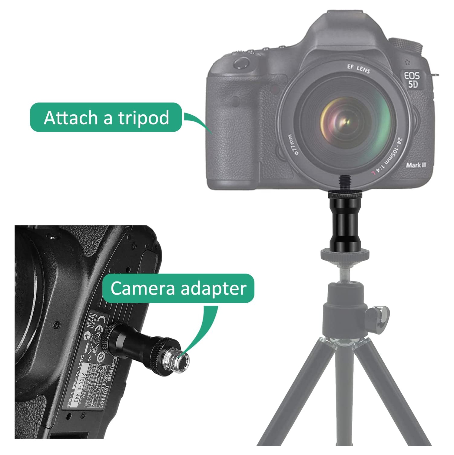 Adaptateur à vis pour appareil photo 15 PC 1/4 à 3/8 Adaptateur de filetage pour trépied pour appareil photo, trépied, pied, rotule, support