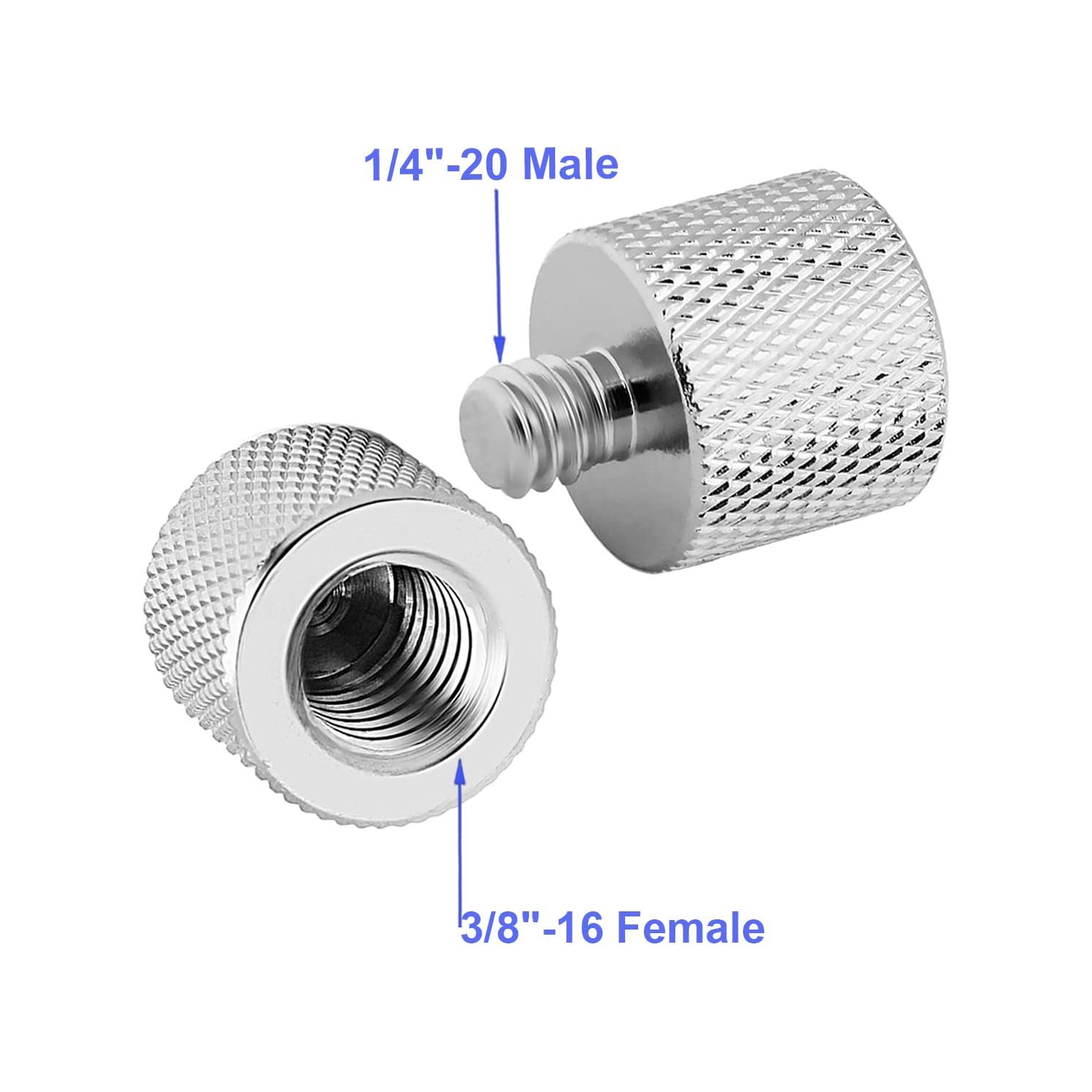 Adaptateur 3/8 à 1/4, adaptateur fileté mâle 3 à 8 pi-4 pour moniteur de caméra, support de microphone, trépied - Paquet de 2