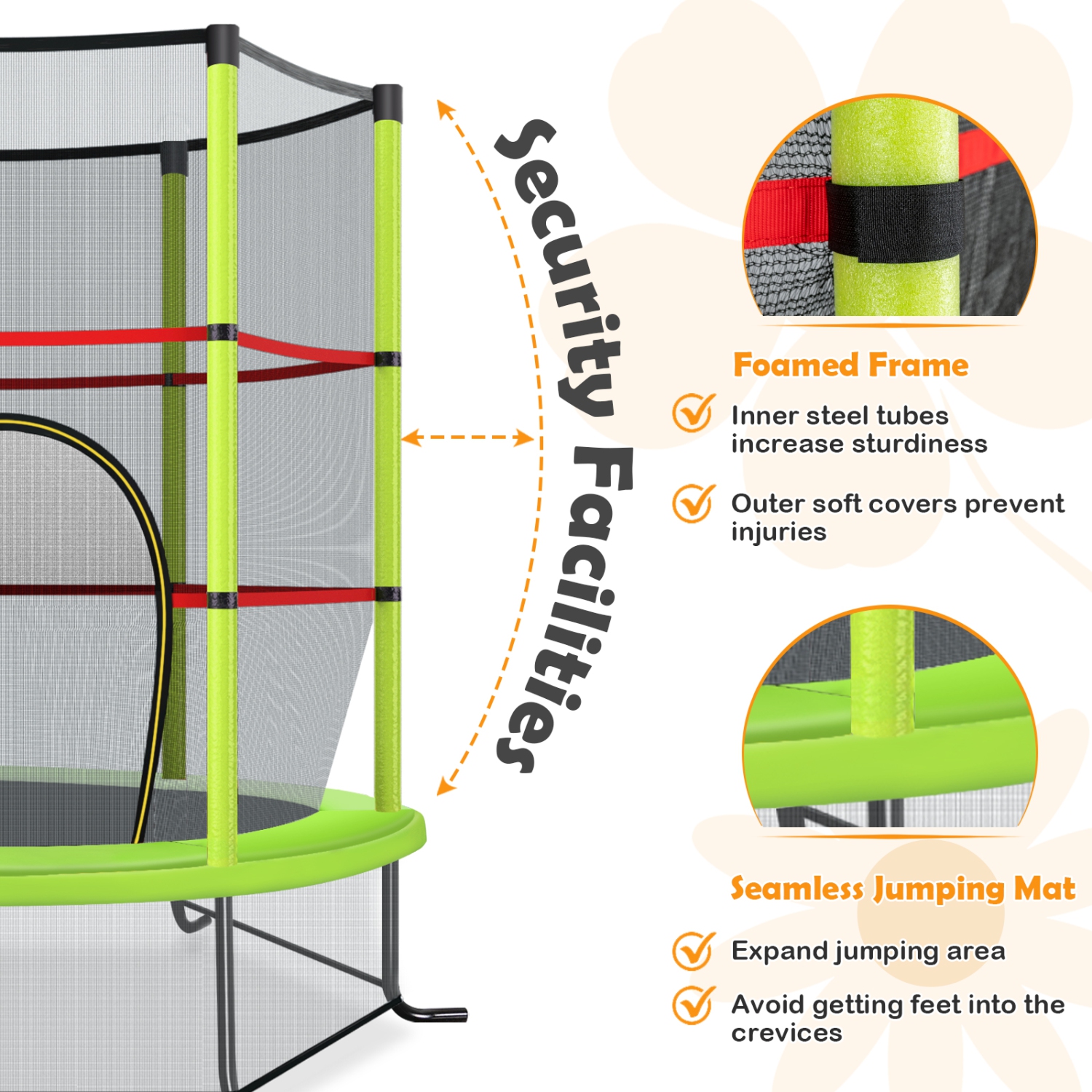 TopBuy – Mini trampoline d’exercice de 55 po pour enfants, certifié ASTM, forme hexagonale de mini-trampoline, pour tout-petit, pour enfant, cadeau