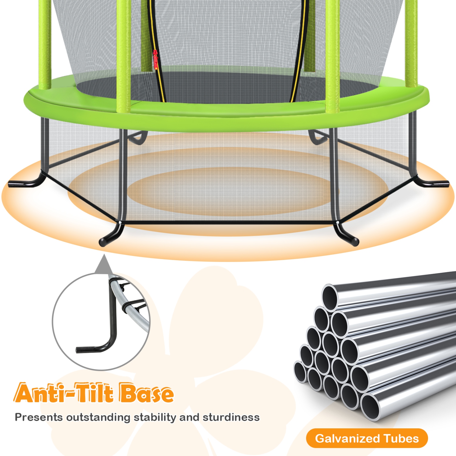 TopBuy – Mini trampoline d’exercice de 55 po pour enfants, certifié ASTM, forme hexagonale de mini-trampoline, pour tout-petit, pour enfant, cadeau