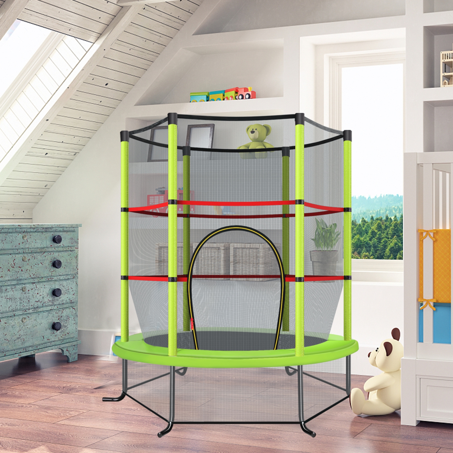 TopBuy – Mini trampoline d’exercice de 55 po pour enfants, certifié ASTM, forme hexagonale de mini-trampoline, pour tout-petit, pour enfant, cadeau