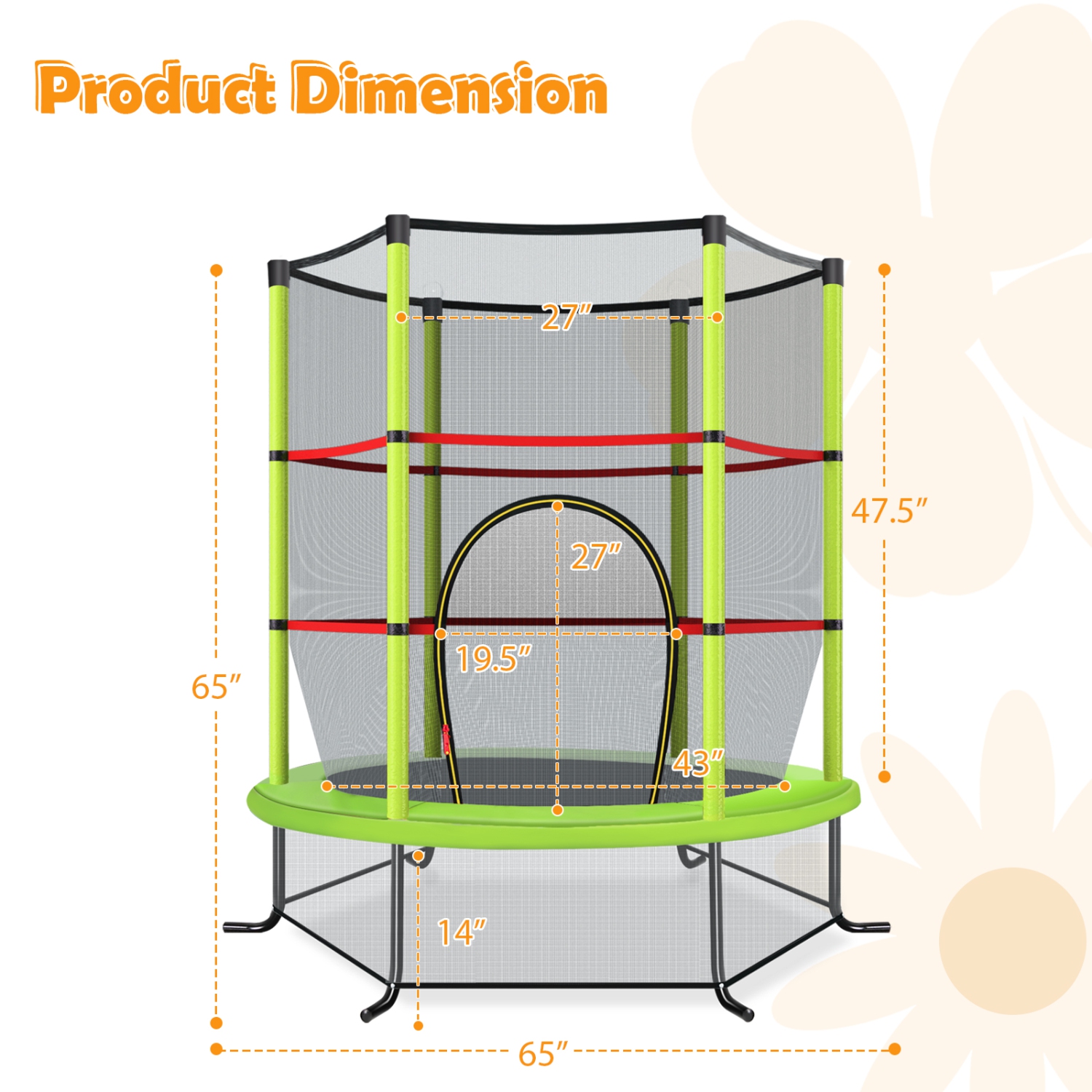 TopBuy – Mini trampoline d’exercice de 55 po pour enfants, certifié ASTM, forme hexagonale de mini-trampoline, pour tout-petit, pour enfant, cadeau