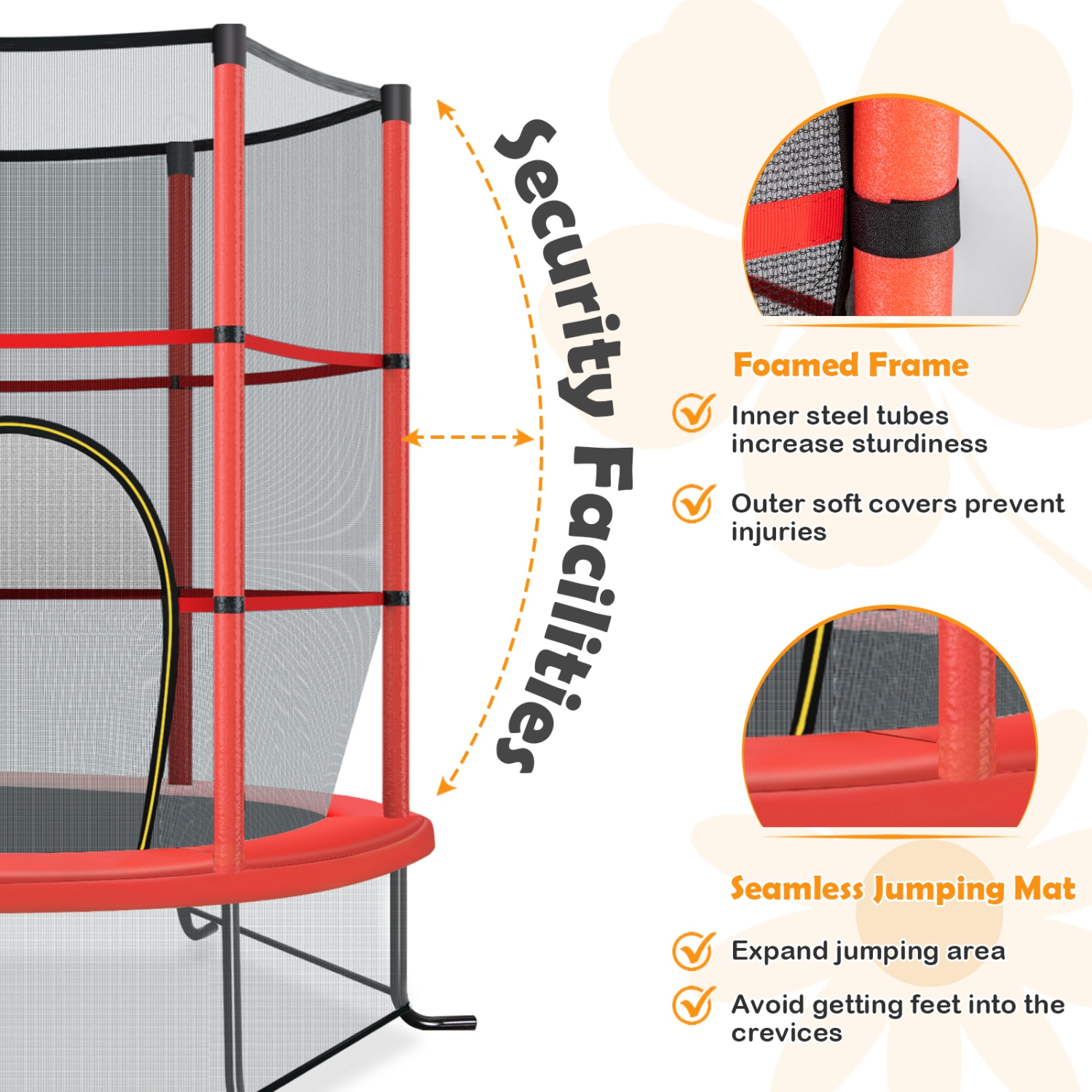 TopBuy – Mini trampoline d’exercice de 55 po pour enfants, certifié ASTM, forme hexagonale de mini-trampoline, pour tout-petit, pour enfant, cadeau