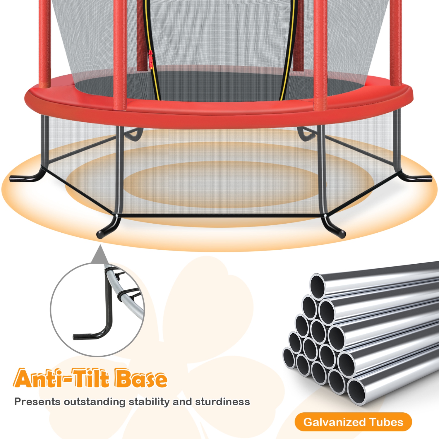 TopBuy – Mini trampoline d’exercice de 55 po pour enfants, certifié ASTM, forme hexagonale de mini-trampoline, pour tout-petit, pour enfant, cadeau