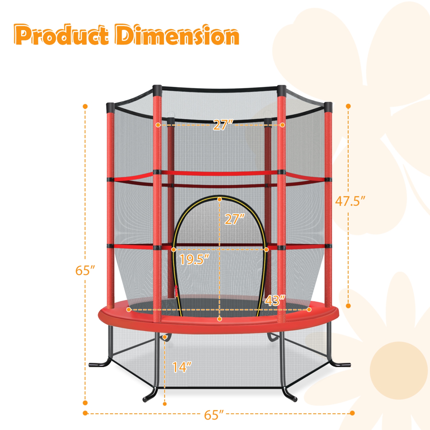 TopBuy – Mini trampoline d’exercice de 55 po pour enfants, certifié ASTM, forme hexagonale de mini-trampoline, pour tout-petit, pour enfant, cadeau