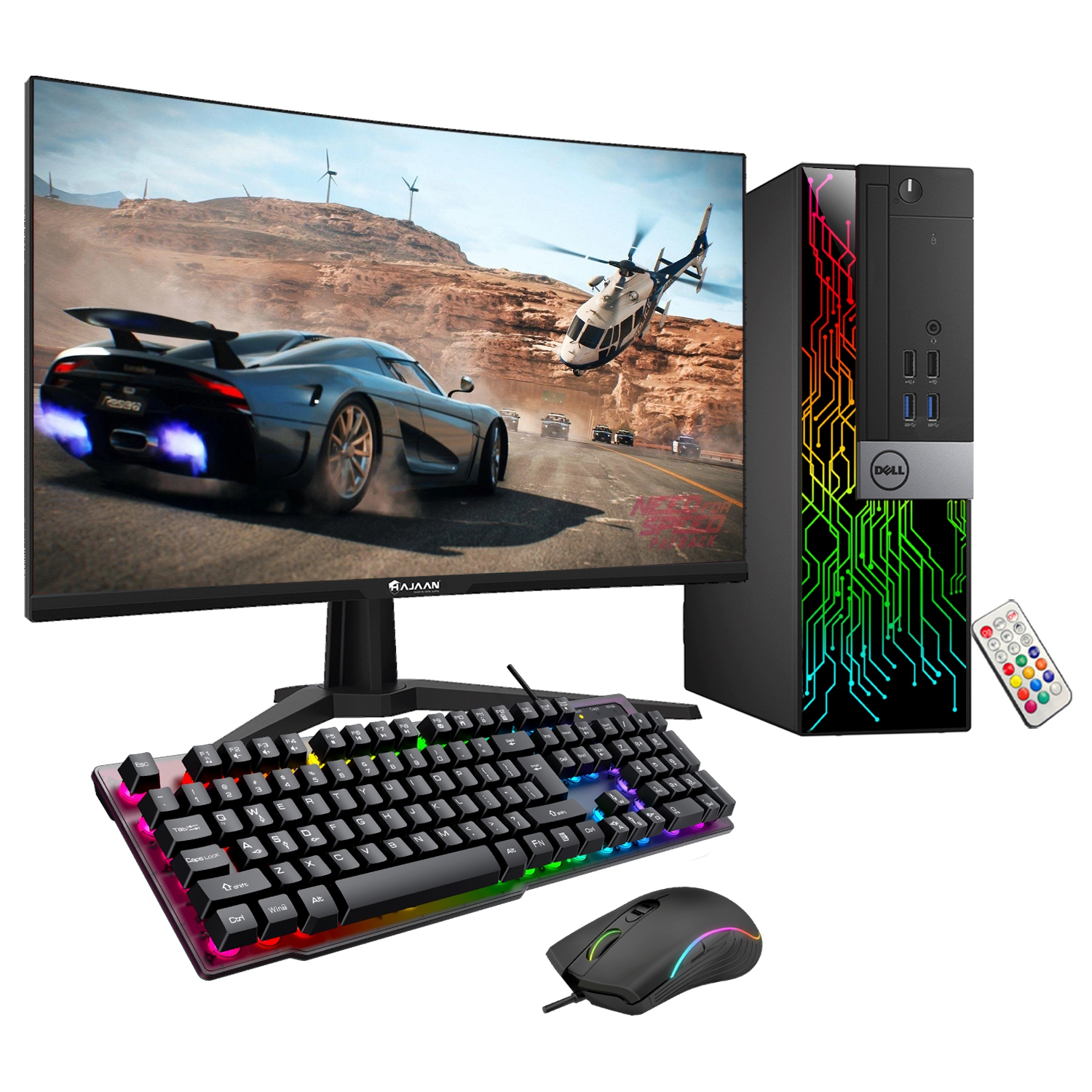Refurbished (Good) - Dell OptiPlex Computer with 27 Inch Gaming Monitor i7 6700 3.4 GHz NVIDIA GT 1030 2GB 16GB RAM 512GB SSD Win 10 Pro WIFI, HAJAAN Keyboard & Mouse