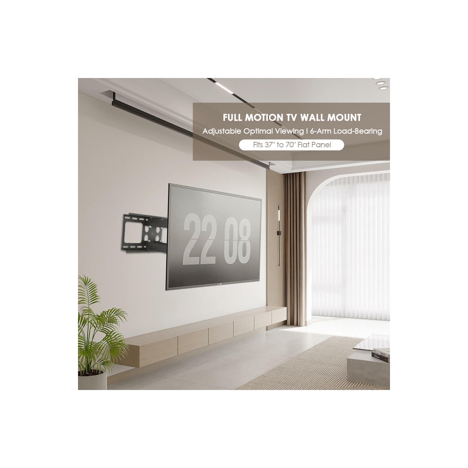 Support mural articulé robuste 37-70 po avec support double pour téléviseur de 110 lb et support mural 6 bras, support de fixation pivotant