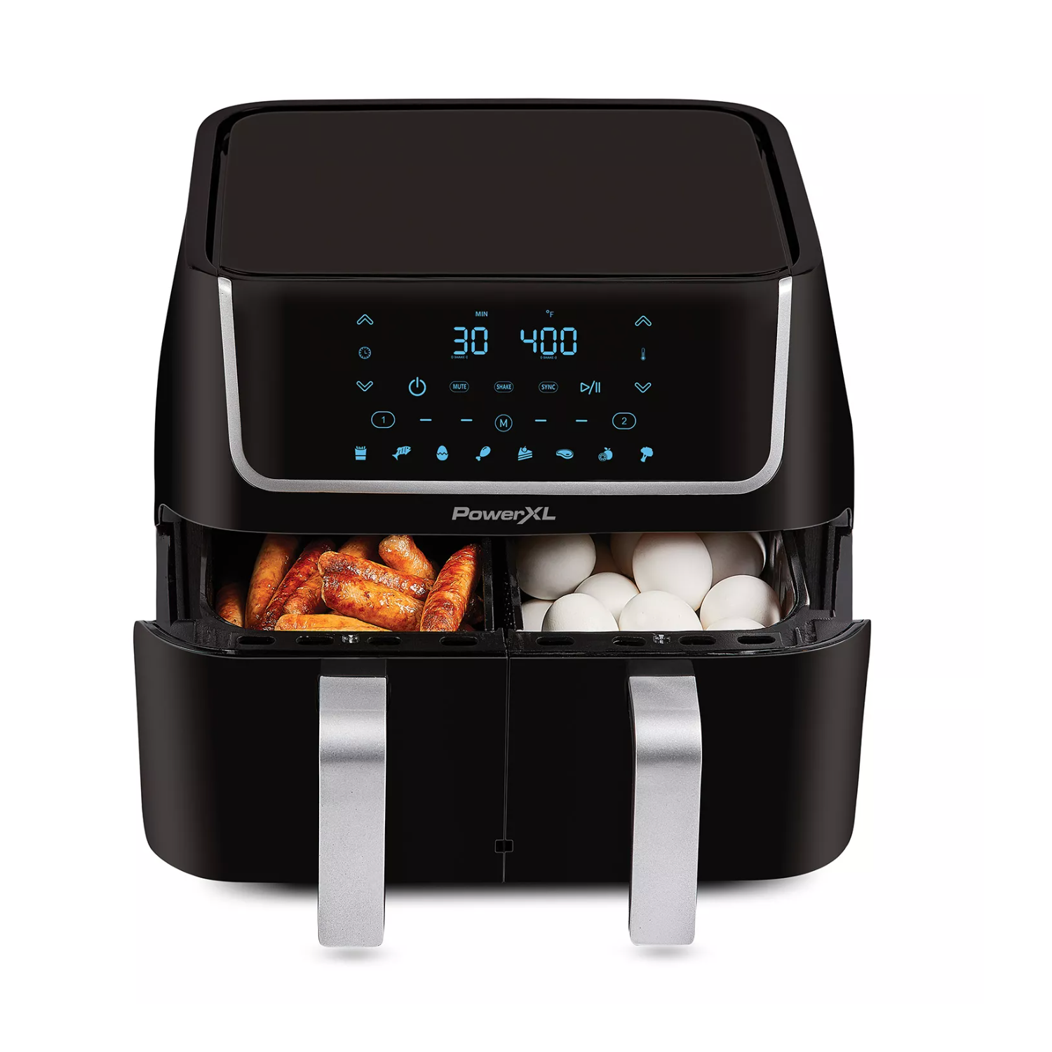 PowerXL Vortex 10-QT Dual Basket Air Fryer, 7-in-1 2-Basket Electric Fryer or 1 Extra-Large Capacity Basket, SmartSync Technology, for Entire XL