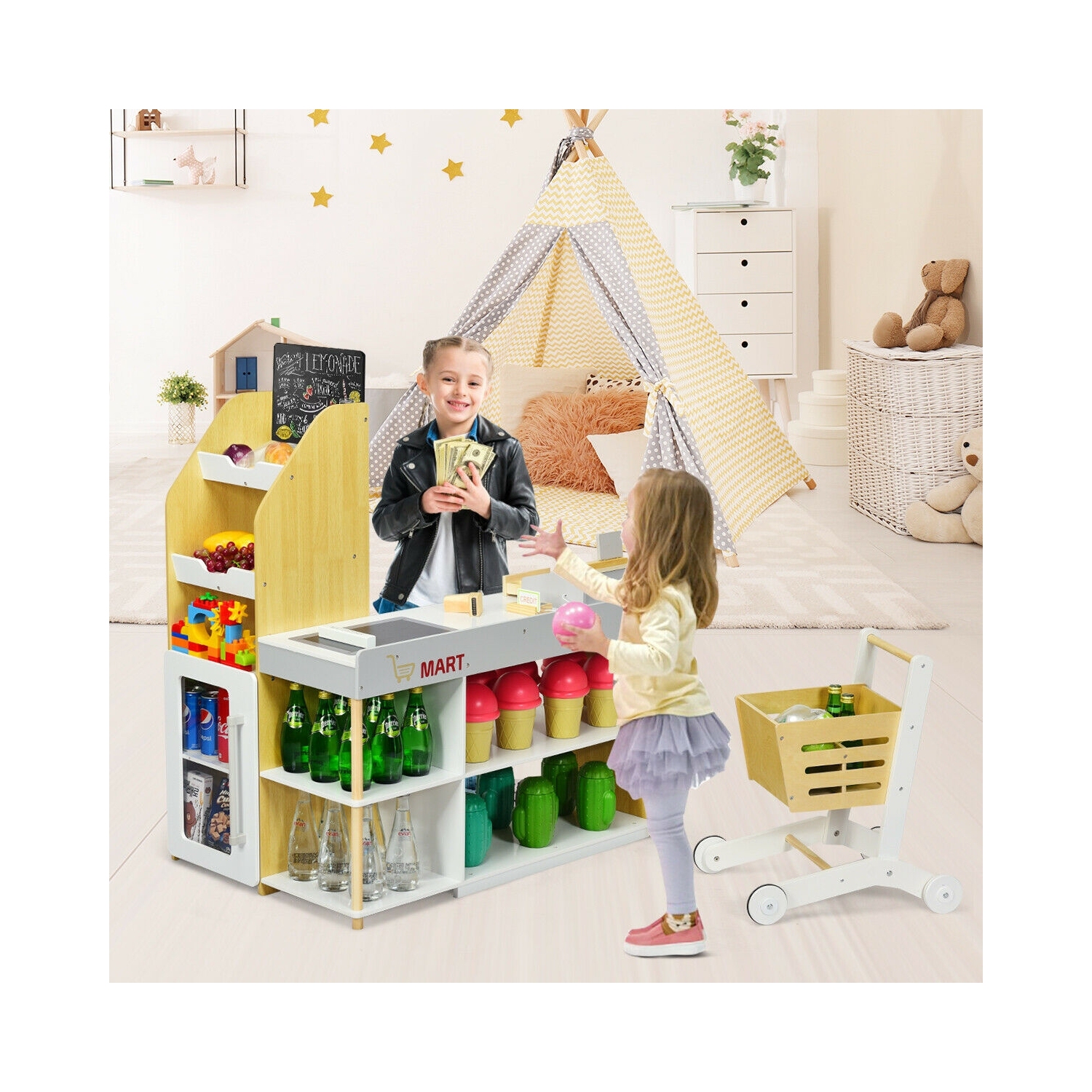 Grocery Store Playset Pretend Play Supermarket Shopping Set