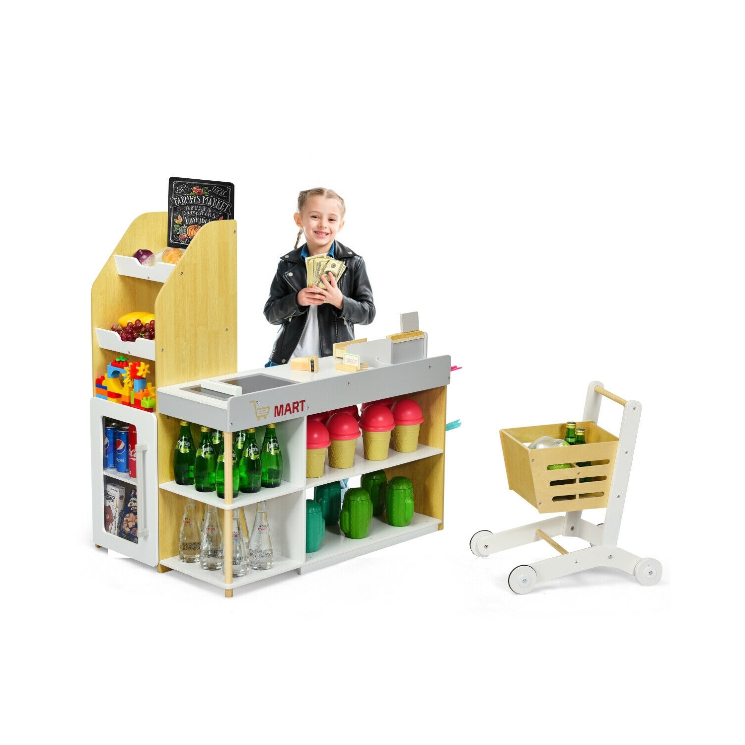 Grocery Store Playset Pretend Play Supermarket Shopping Set