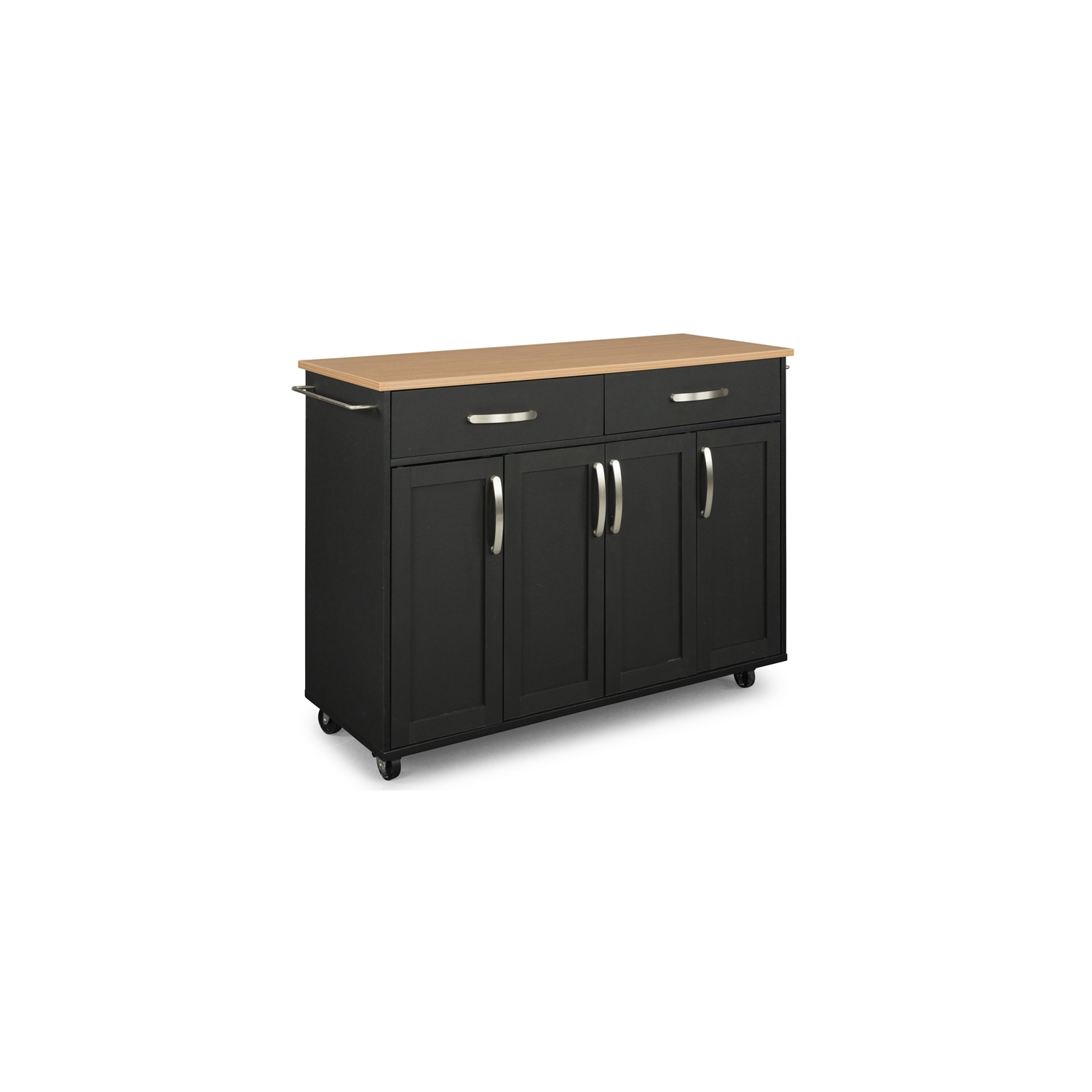 Homestyles Storage Plus Wood Kitchen Cart in Black