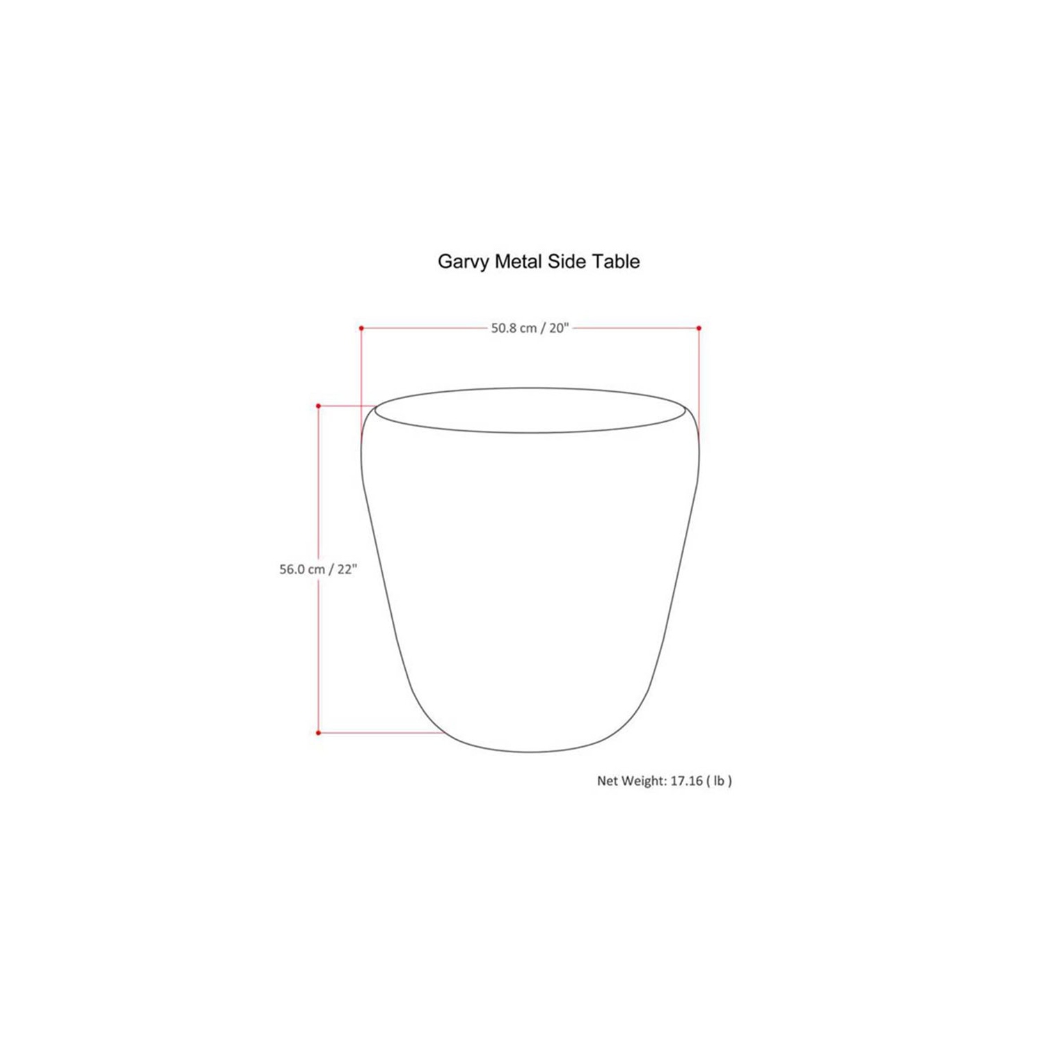 Pemberly Row Industrial 20" Metal Accent Side Table in Rustic Bronze