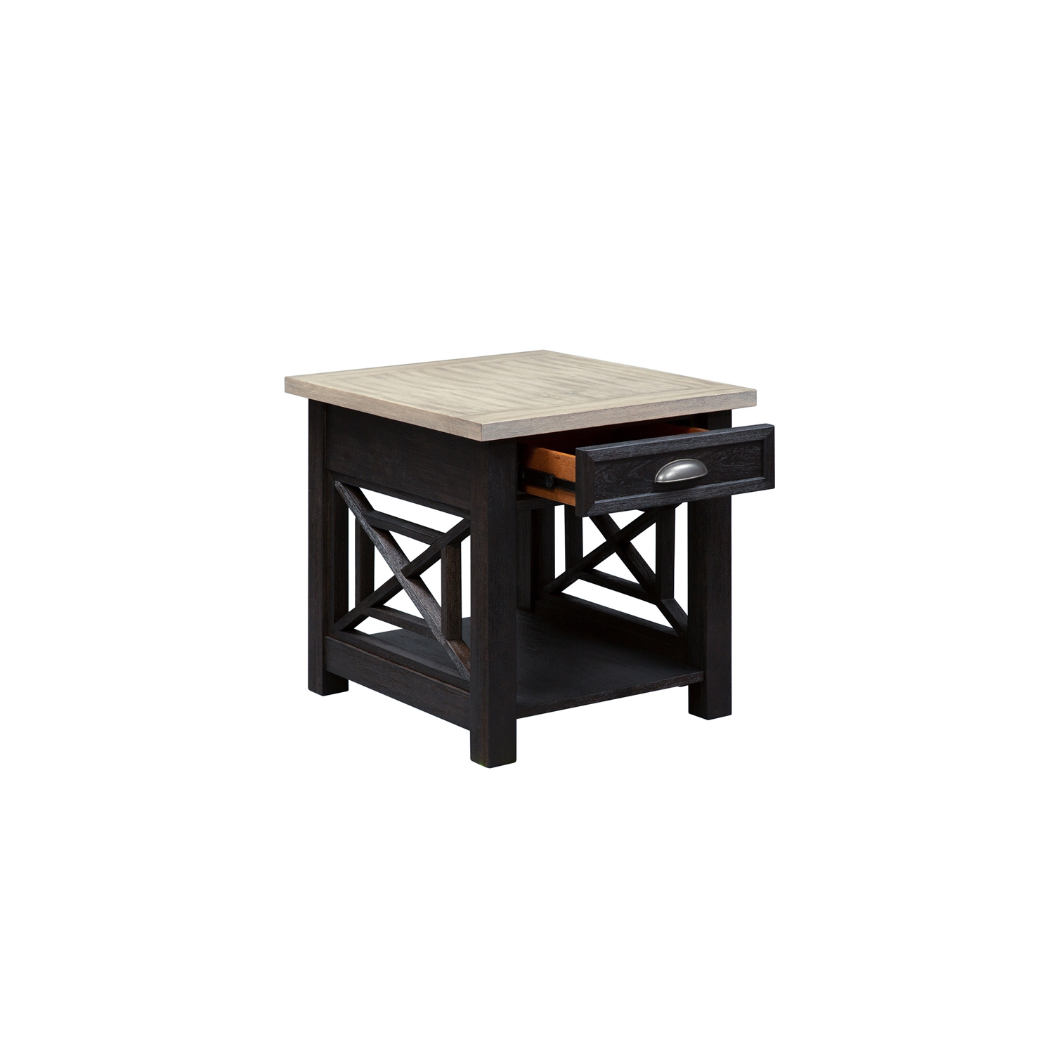 Heatherbrook Black Drawer End Table