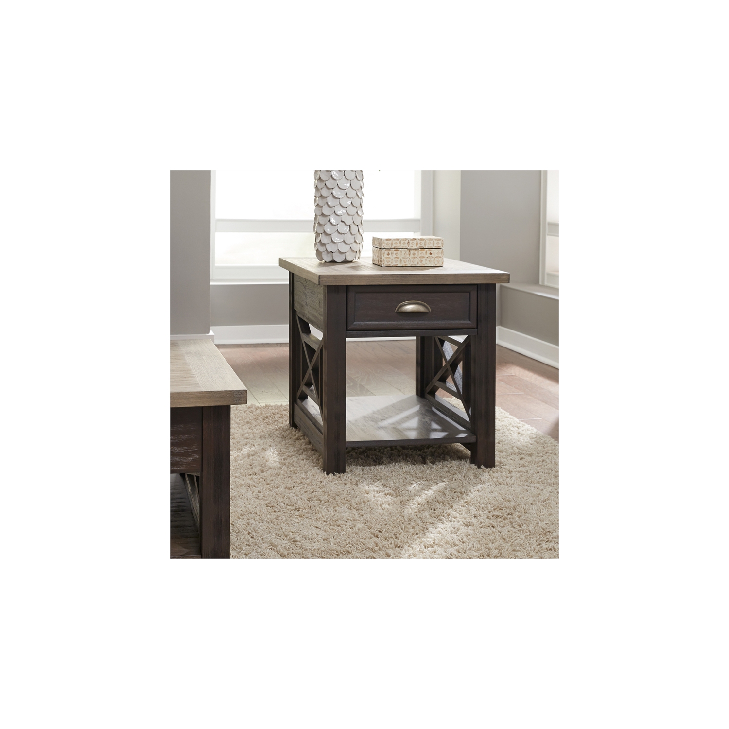 Heatherbrook Black Drawer End Table