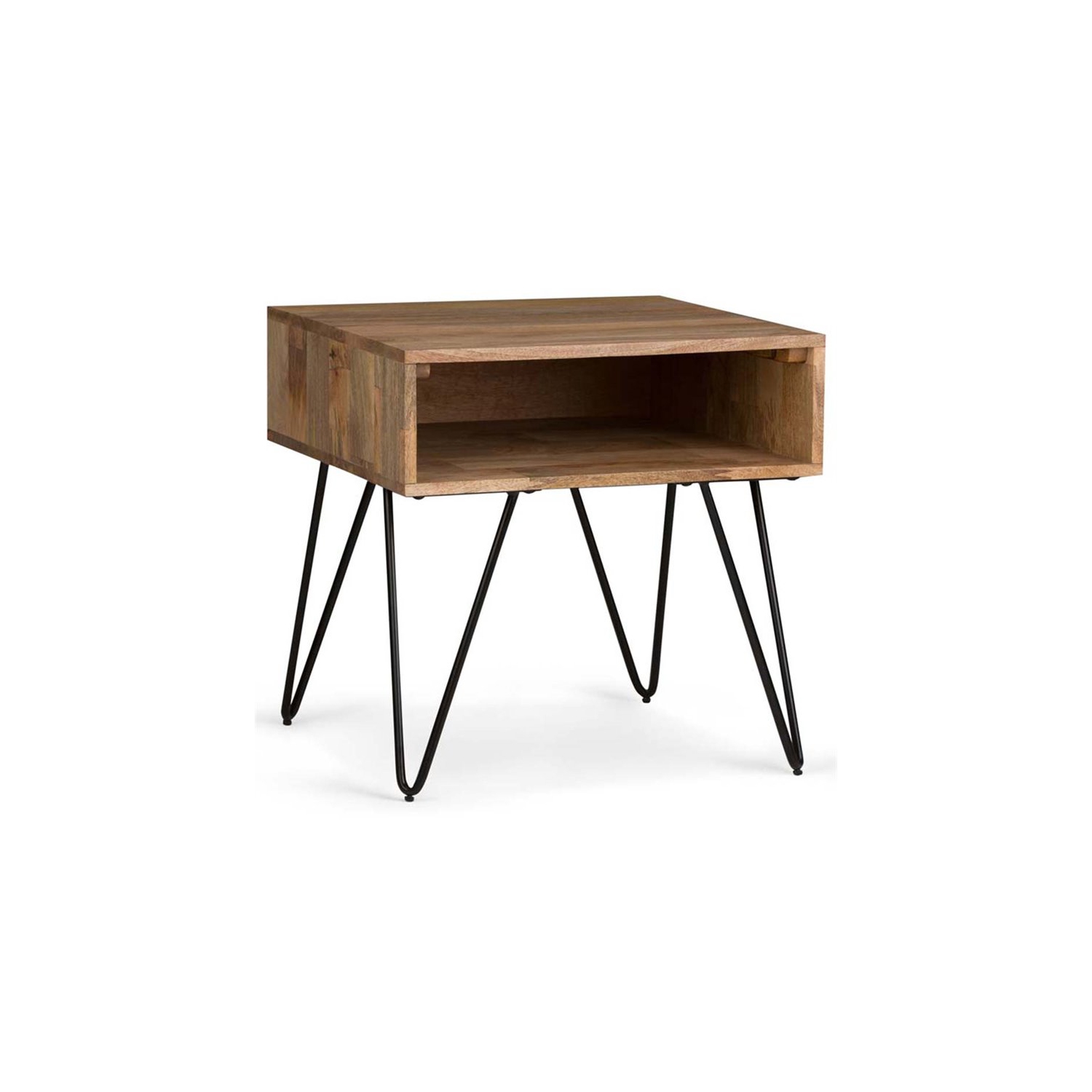 Pemberly Row Industrial Wood 22" Square End Side Table in Natural