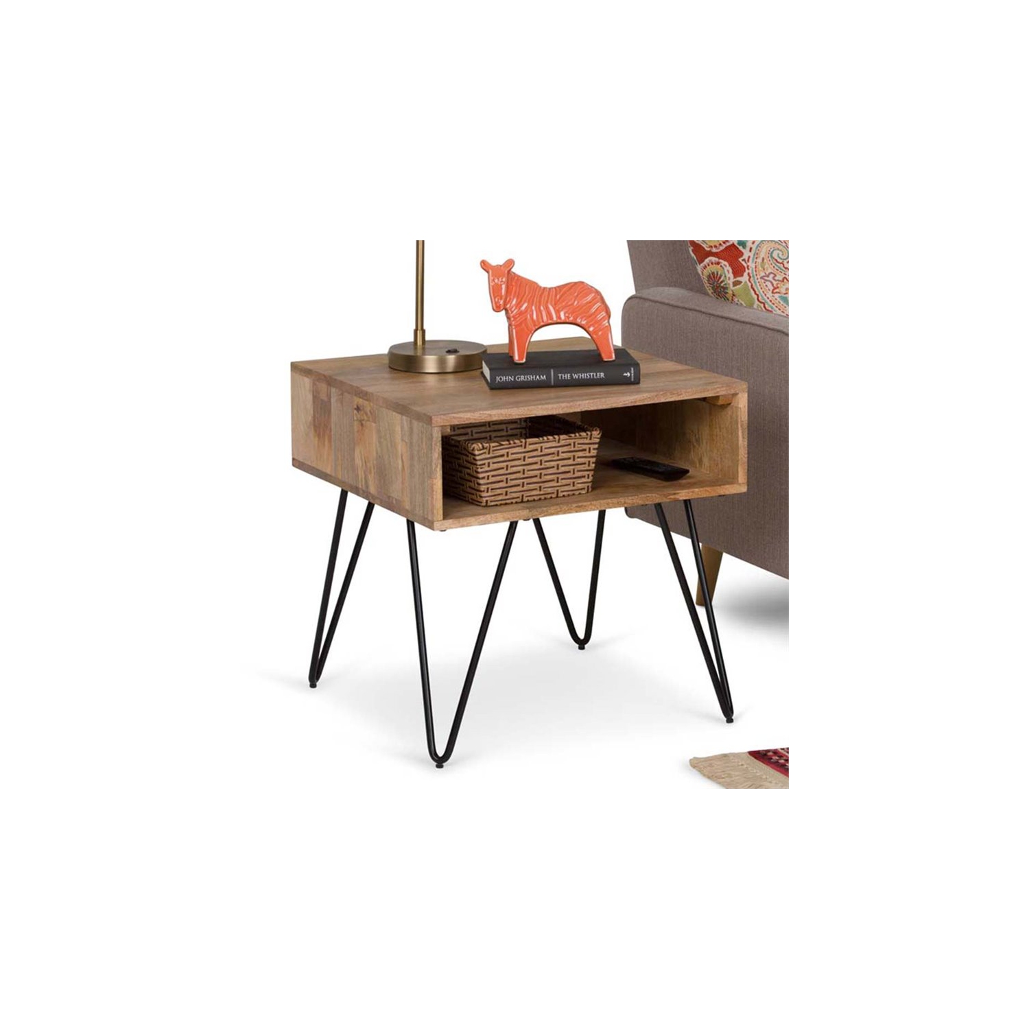 Pemberly Row Industrial Wood 22" Square End Side Table in Natural