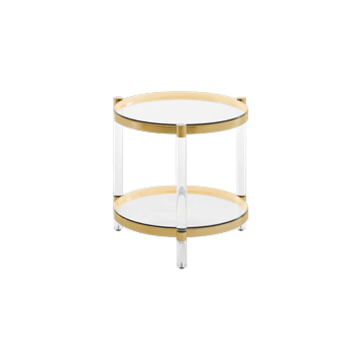 Home Gear Toledo 23" Round Metal and Tempered Glass End Table in Gold