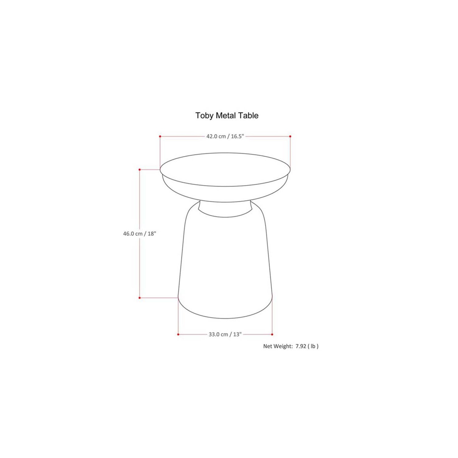 Pemberly Row Modern Industrial 16 " Metal Accent Side Table in Silver