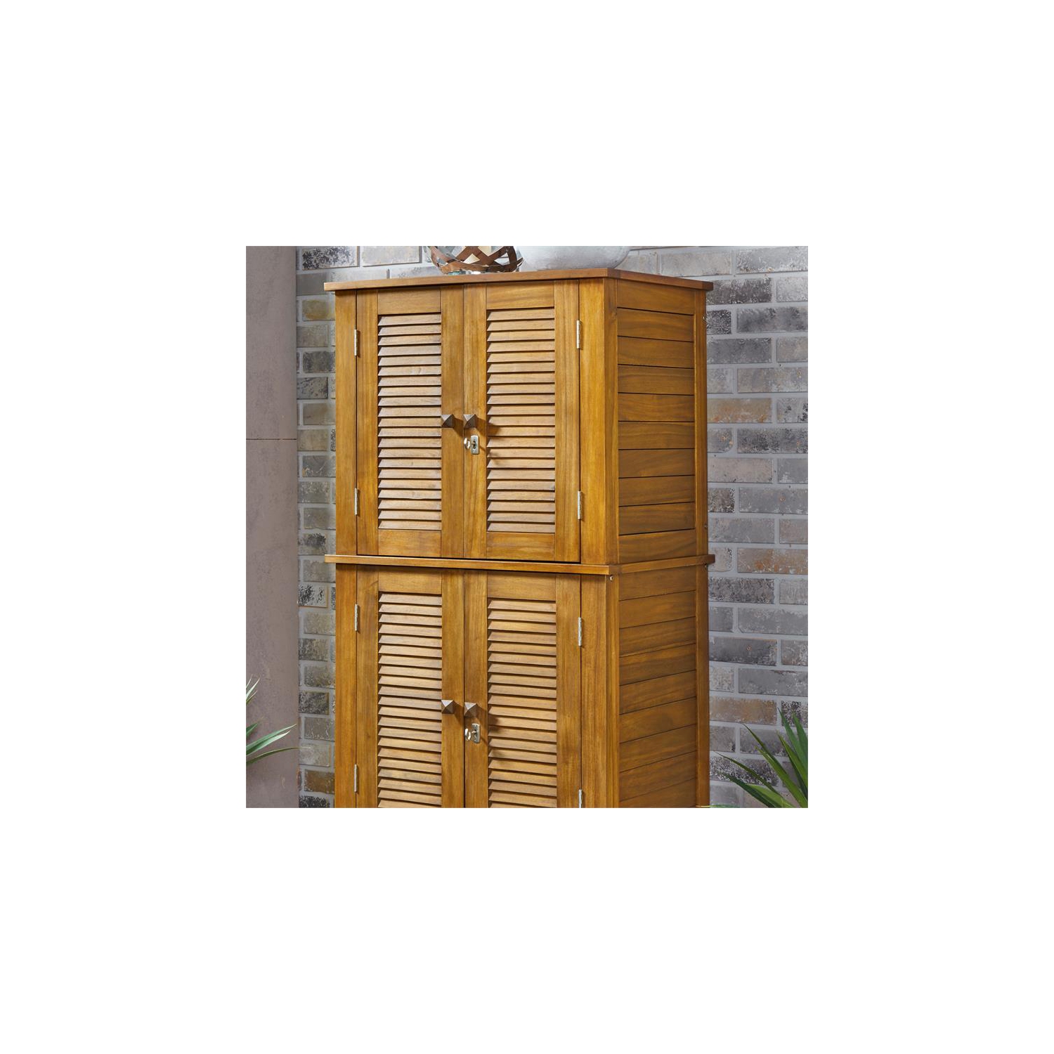 Homestyles Maho Wood Outdoor Storage Cabinet in Brown