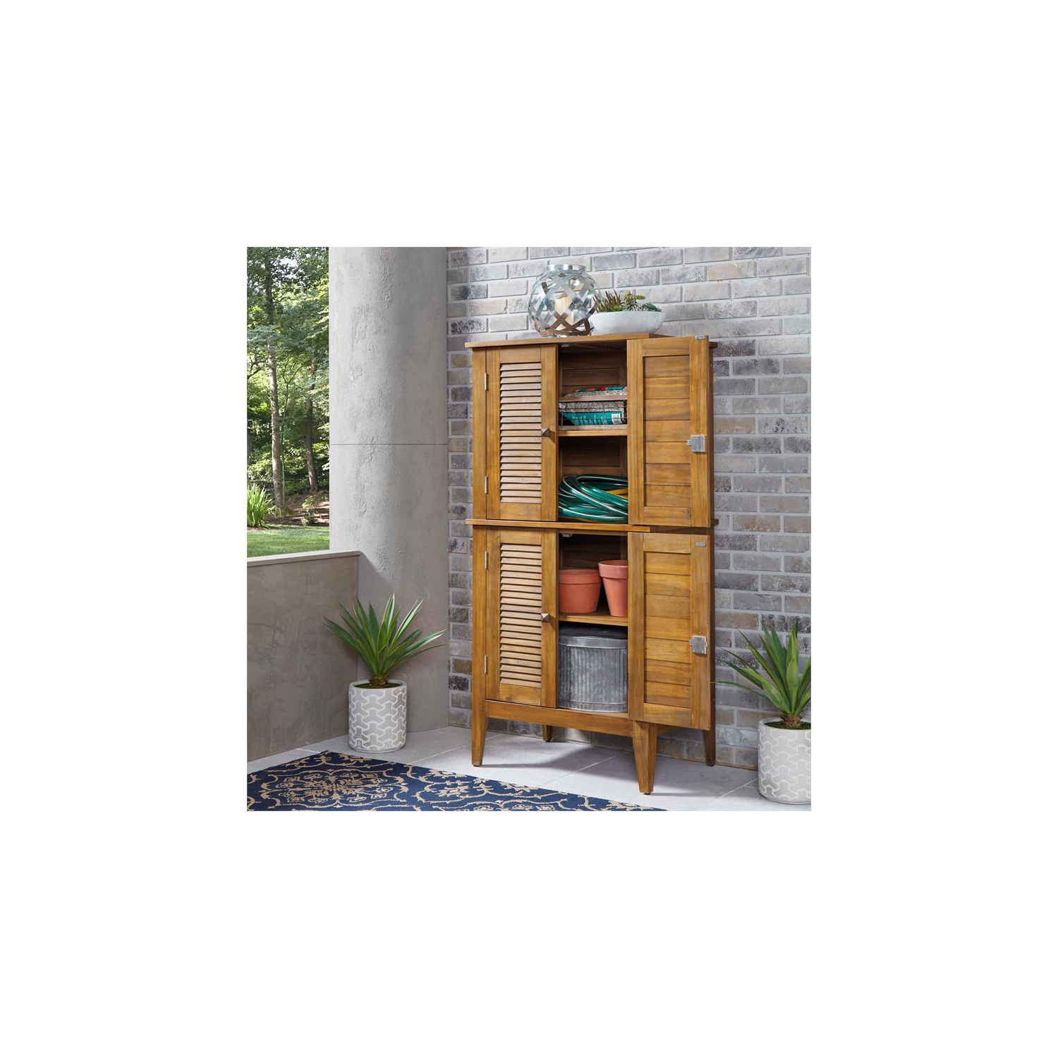 Homestyles Maho Wood Outdoor Storage Cabinet in Brown