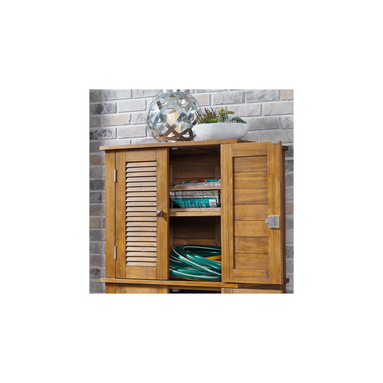 Homestyles Maho Wood Outdoor Storage Cabinet in Brown