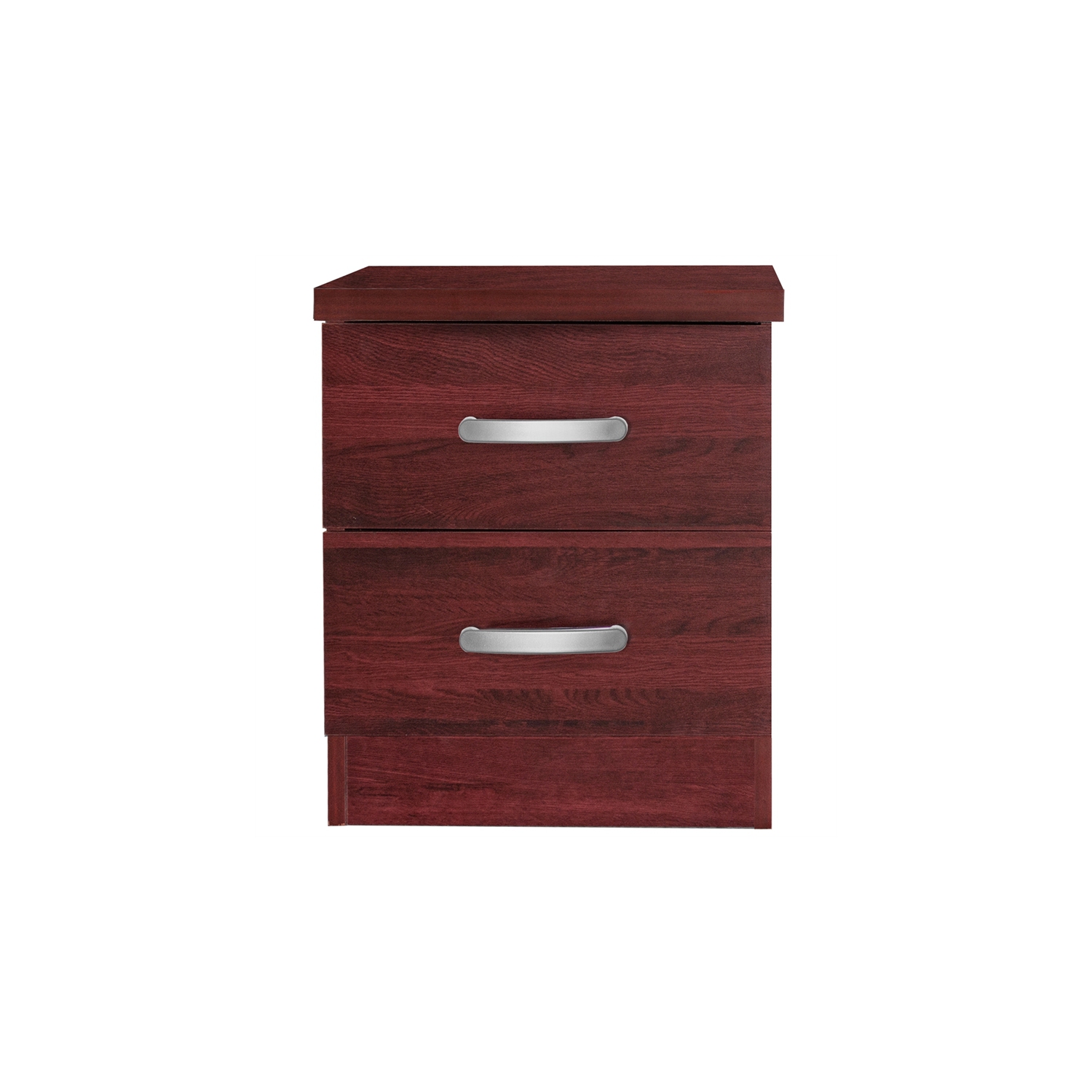 Pemberly Row Contemporary Faux Wood 2 Drawer Nightstand in Mahogany