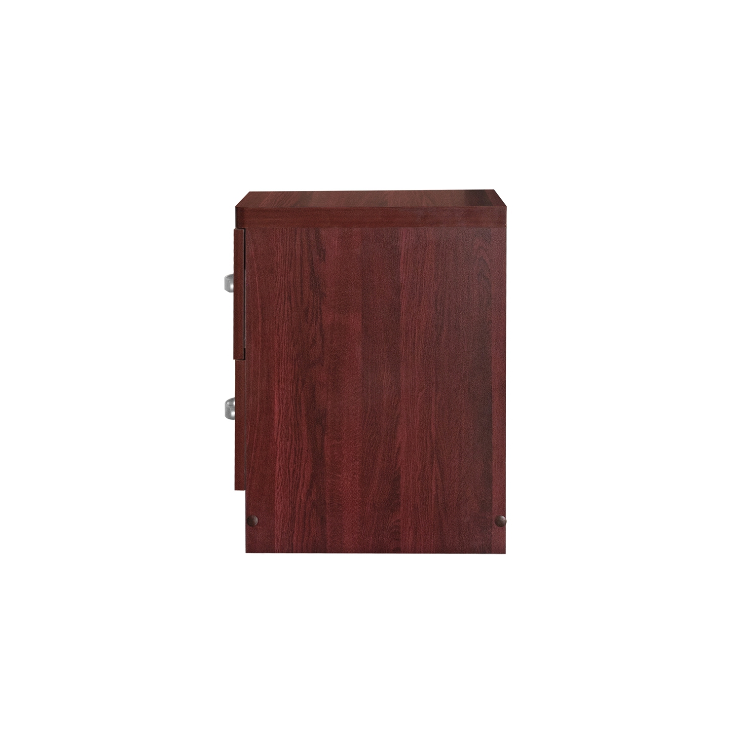 Pemberly Row Contemporary Faux Wood 2 Drawer Nightstand in Mahogany