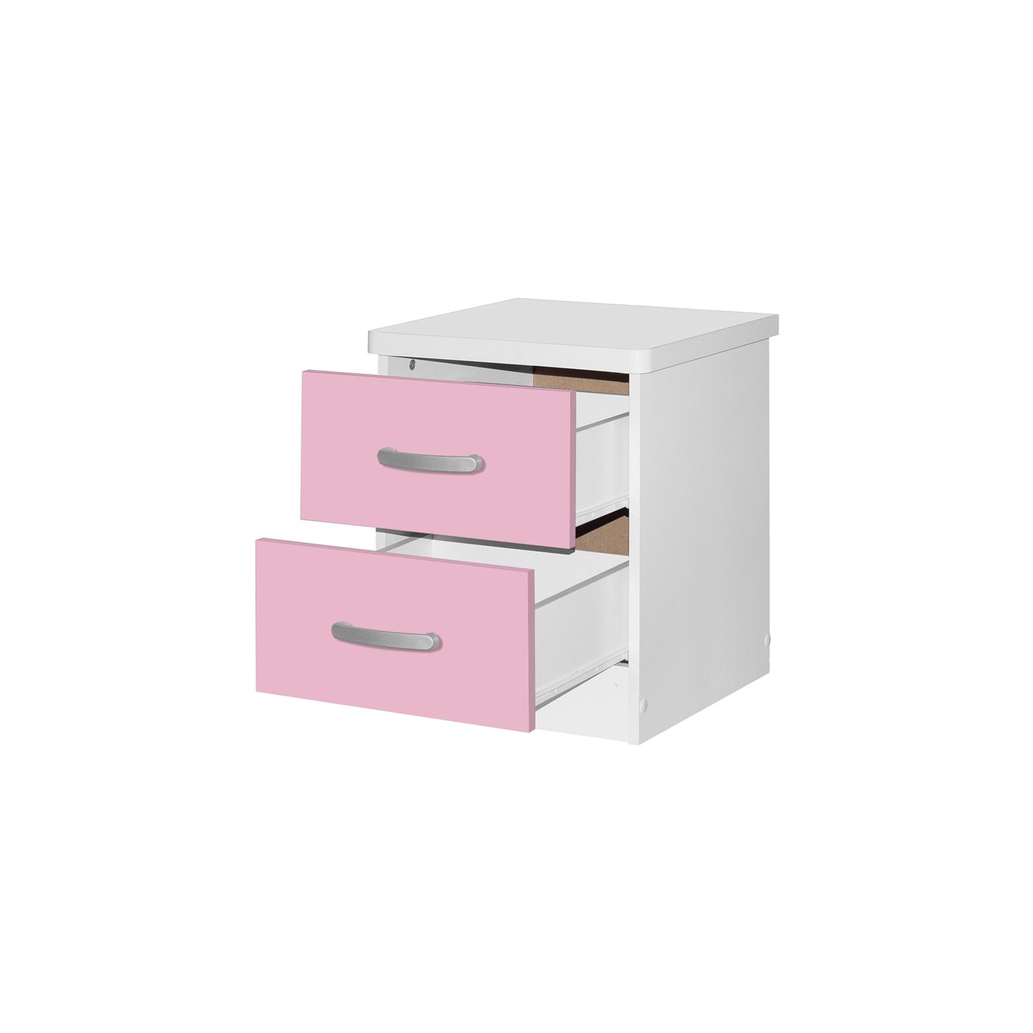 Table de chevet contemporaine à 2 tiroirs en faux bois Pemberly Row, rose et blanc