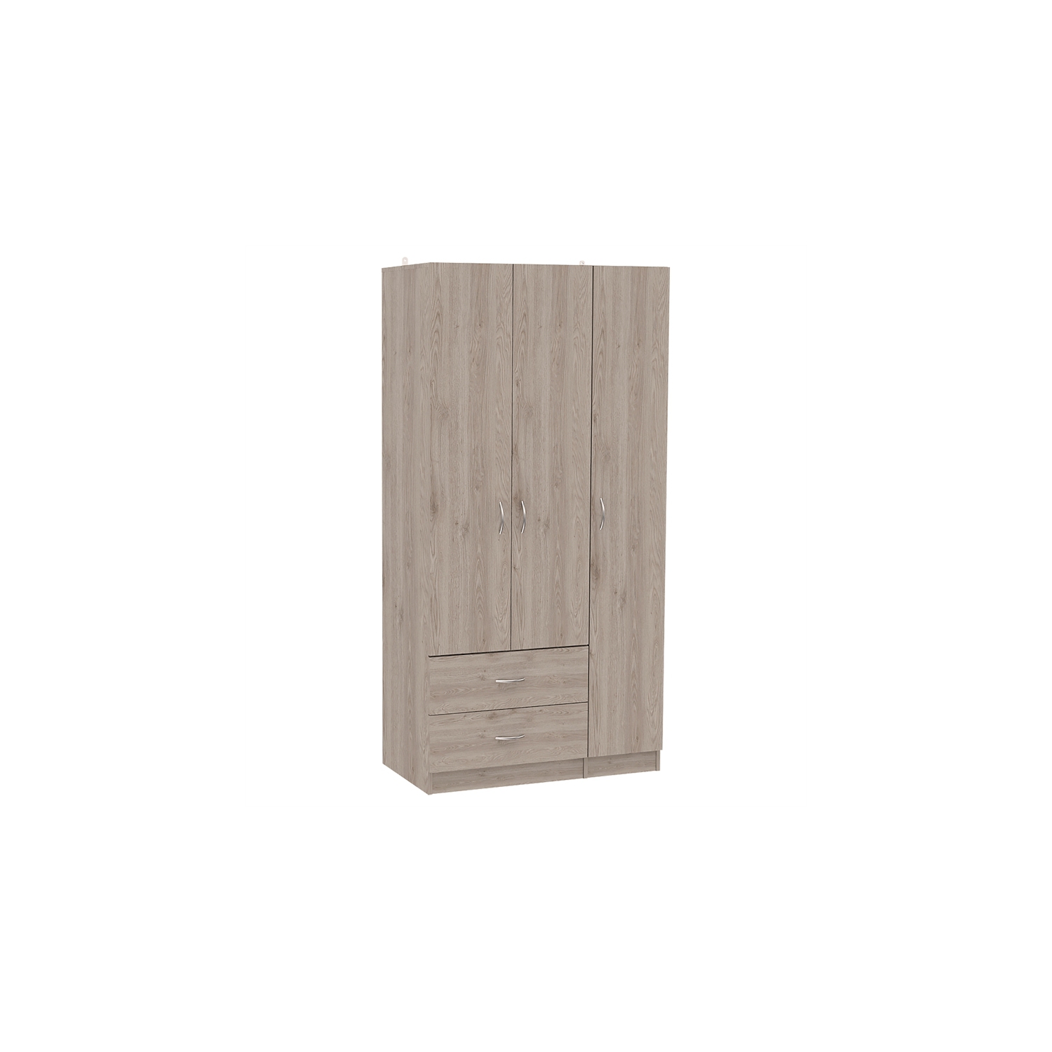 Atlin Designs Modern Three Door Wood Bedroom Armoire in Walnut Oak