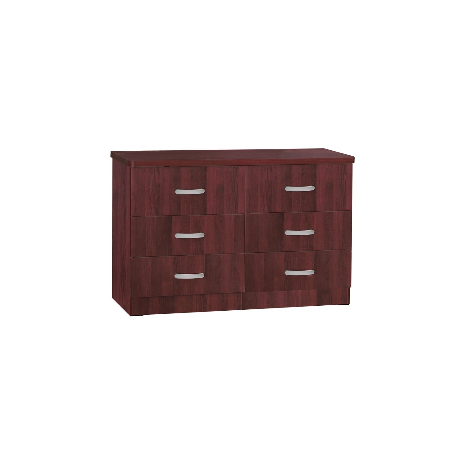 Pemberly Row Modern 6 Drawer Engineered Wood Dresser in Mahogany