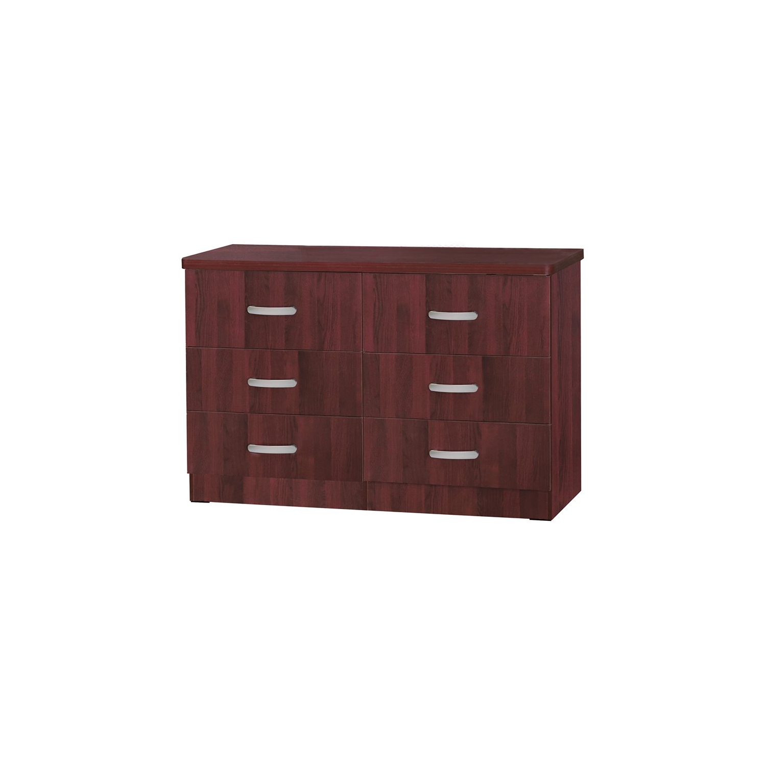 Pemberly Row Modern 6 Drawer Engineered Wood Dresser in Mahogany