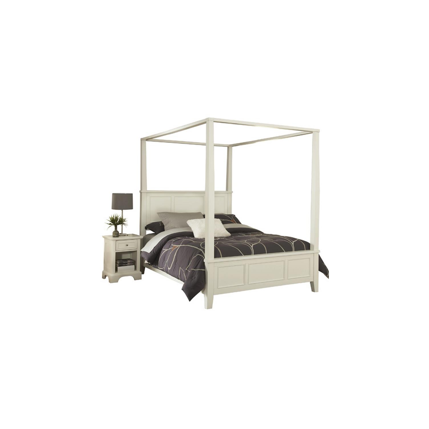 Homestyles Naples Off White Wood Queen Bed and Nightstand
