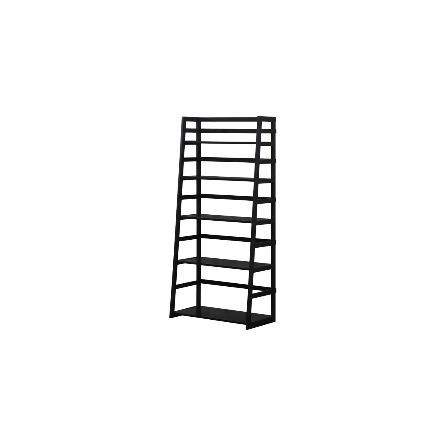 Pemberly Row Transitional Wood Ladder Shelf Bookcase in Black