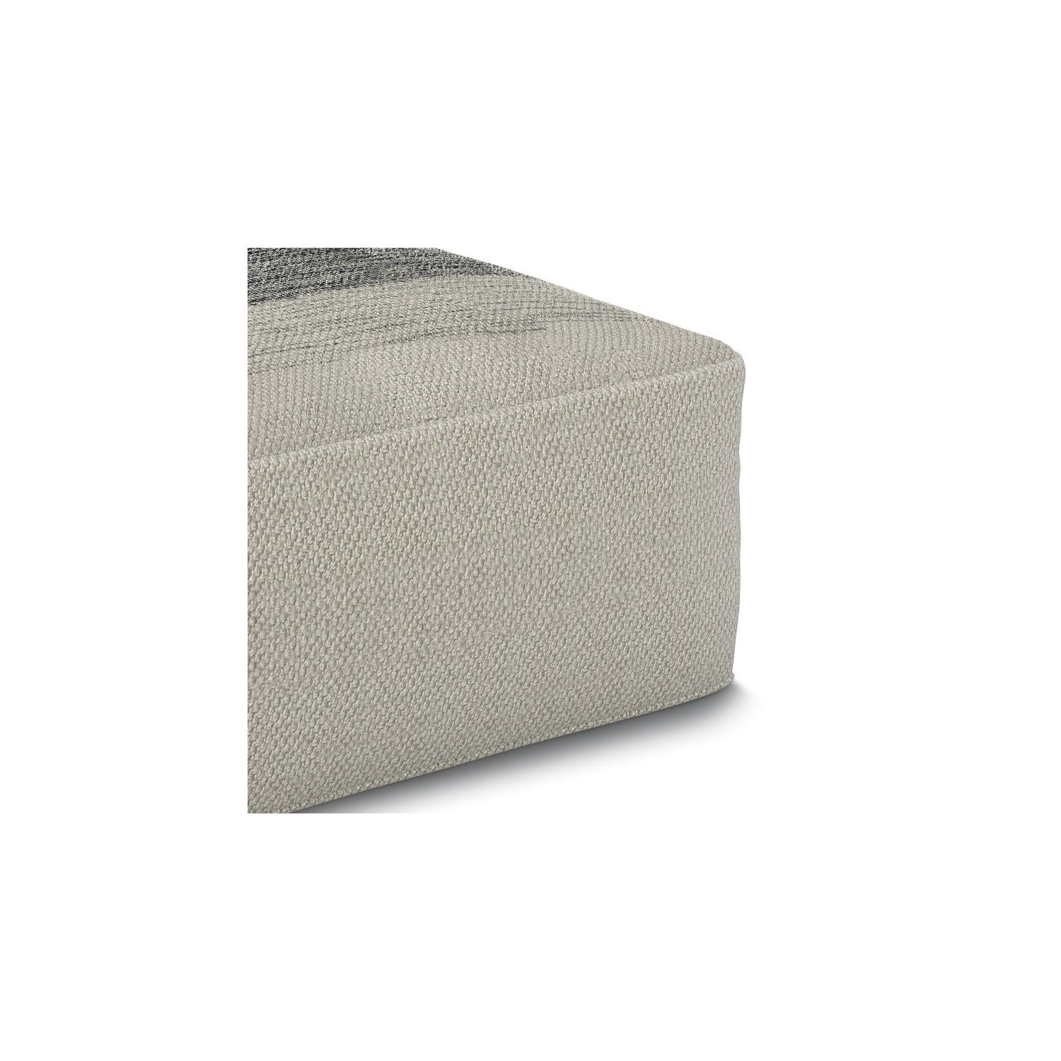 Pemberly Row Modern Boho Square Fabric Woven Pouf in Gray and White