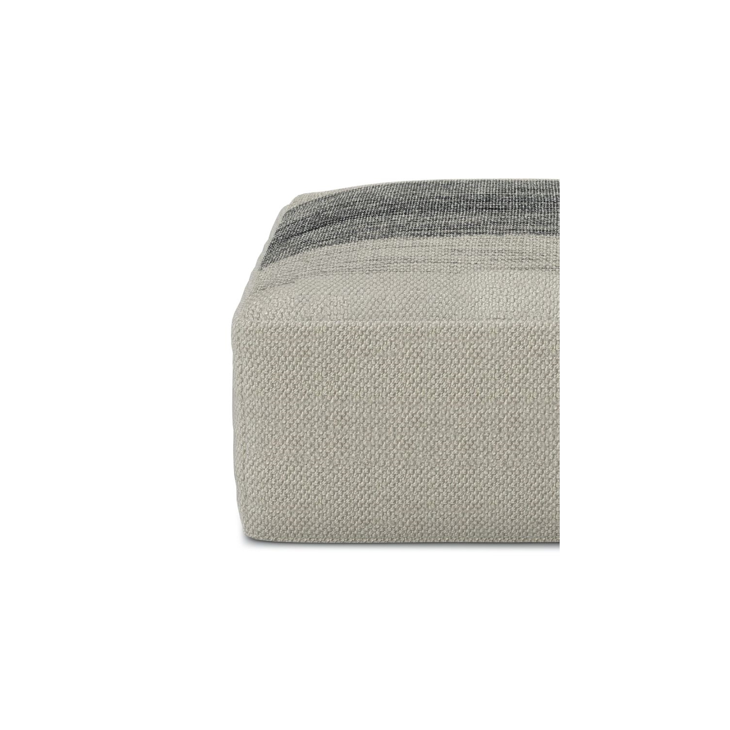 Pemberly Row Modern Boho Square Fabric Woven Pouf in Gray and White