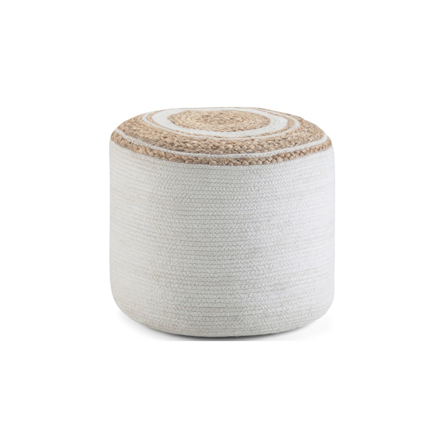 Trent Home Boho Round Braided Pouf in Natural Cotton
