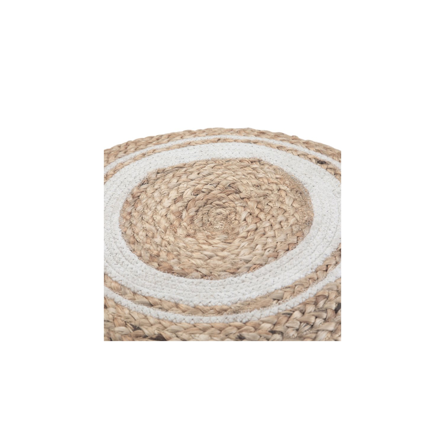 Trent Home Boho Round Braided Pouf in Natural Cotton