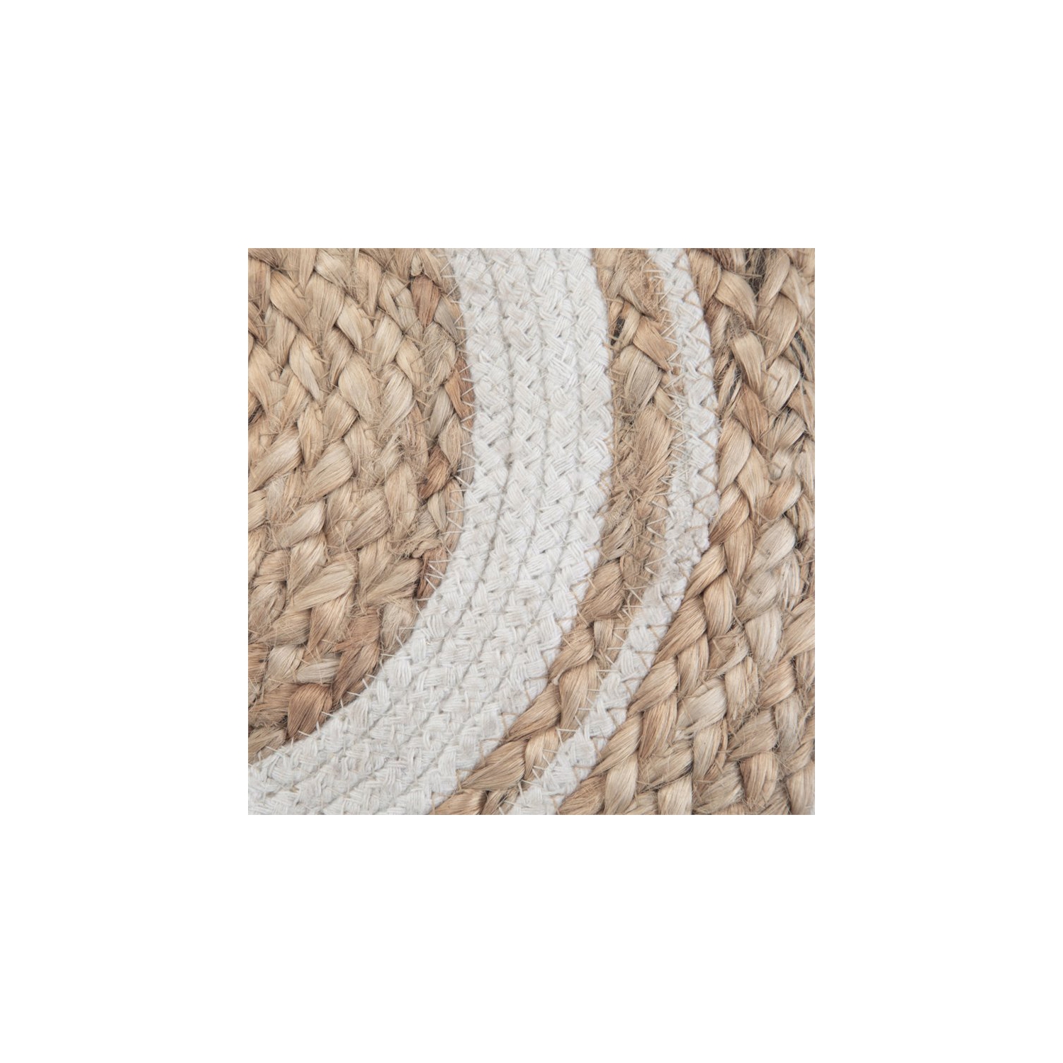 Trent Home Boho Round Braided Pouf in Natural Cotton