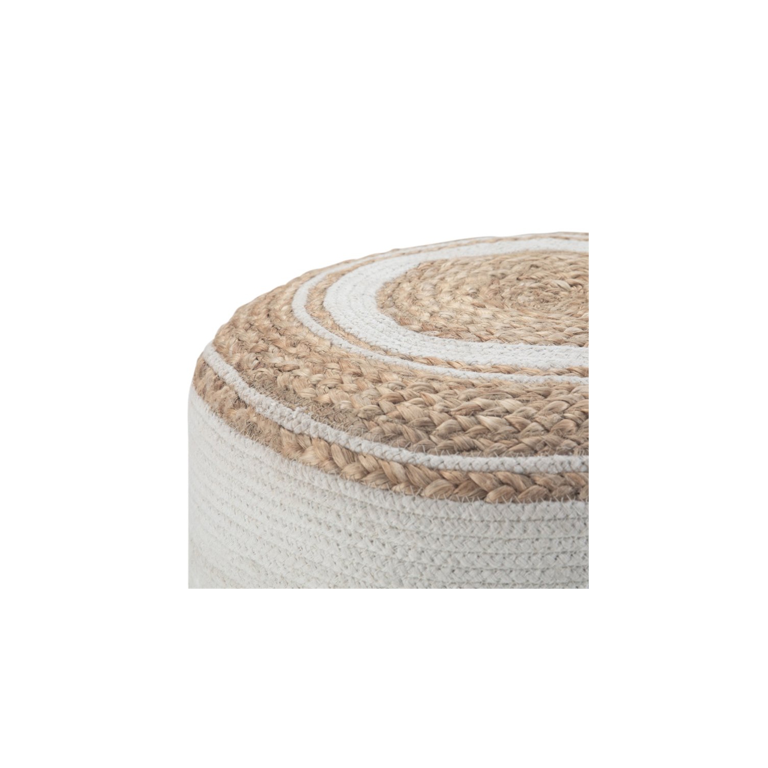 Trent Home Boho Round Braided Pouf in Natural Cotton