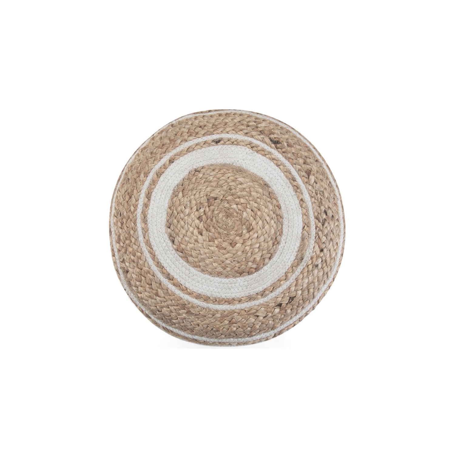 Trent Home Boho Round Braided Pouf in Natural Cotton